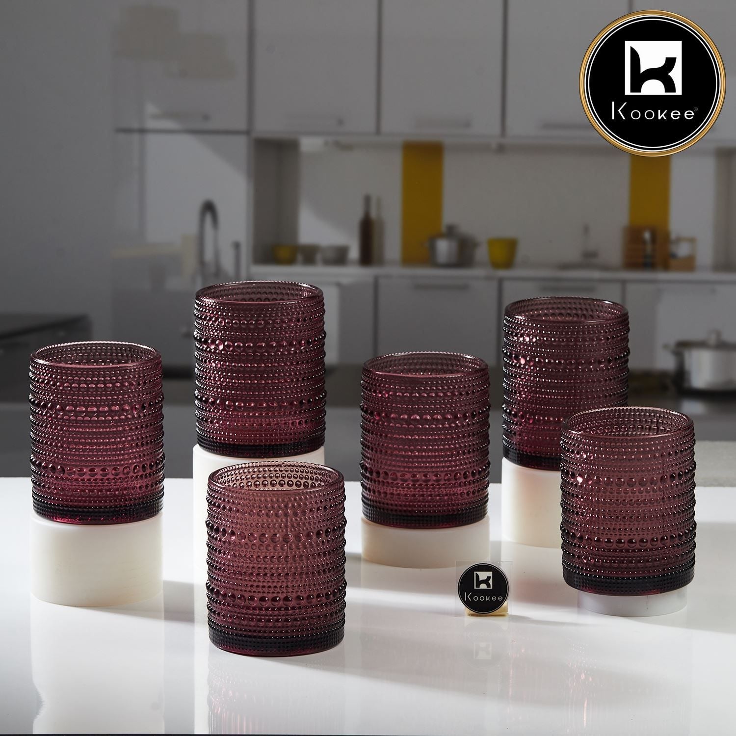 Kookee Jupiter Vintage Hobnail Old Fashioned Bubble Glasses (Set of 6) (11759)