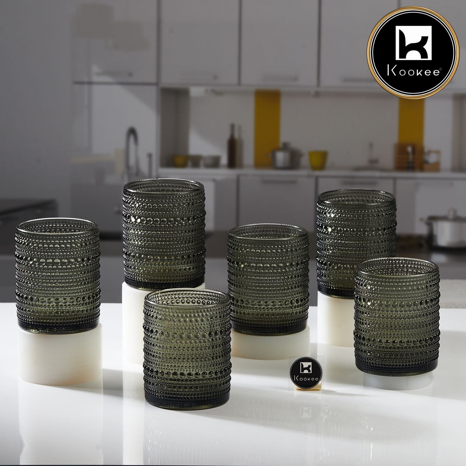 Kookee Jupiter Vintage Hobnail Old Fashioned Bubble Glasses (Set of 6) (11760)