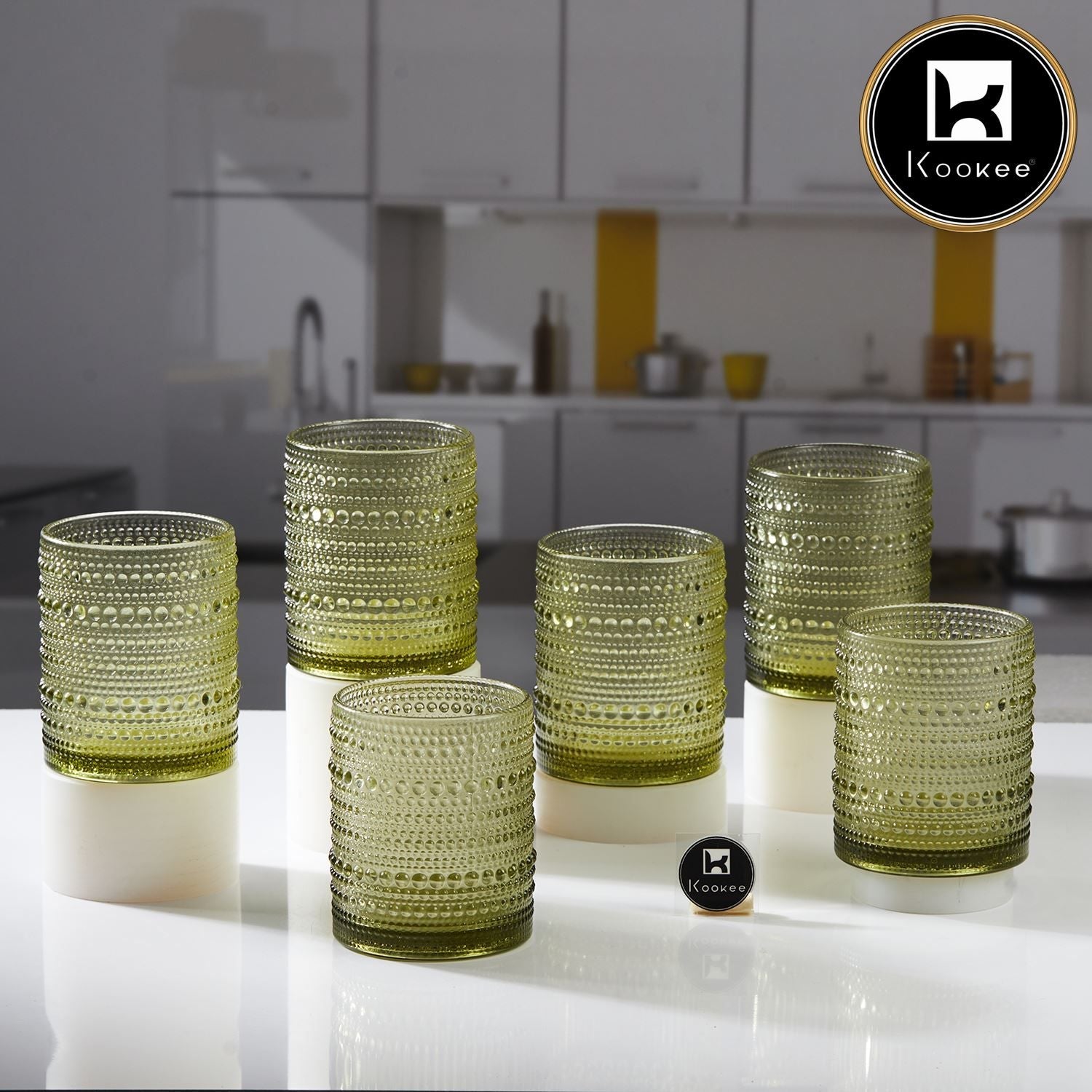 Kookee Jupiter Vintage Hobnail Old Fashioned Bubble Glasses (Set of 6) (11761)