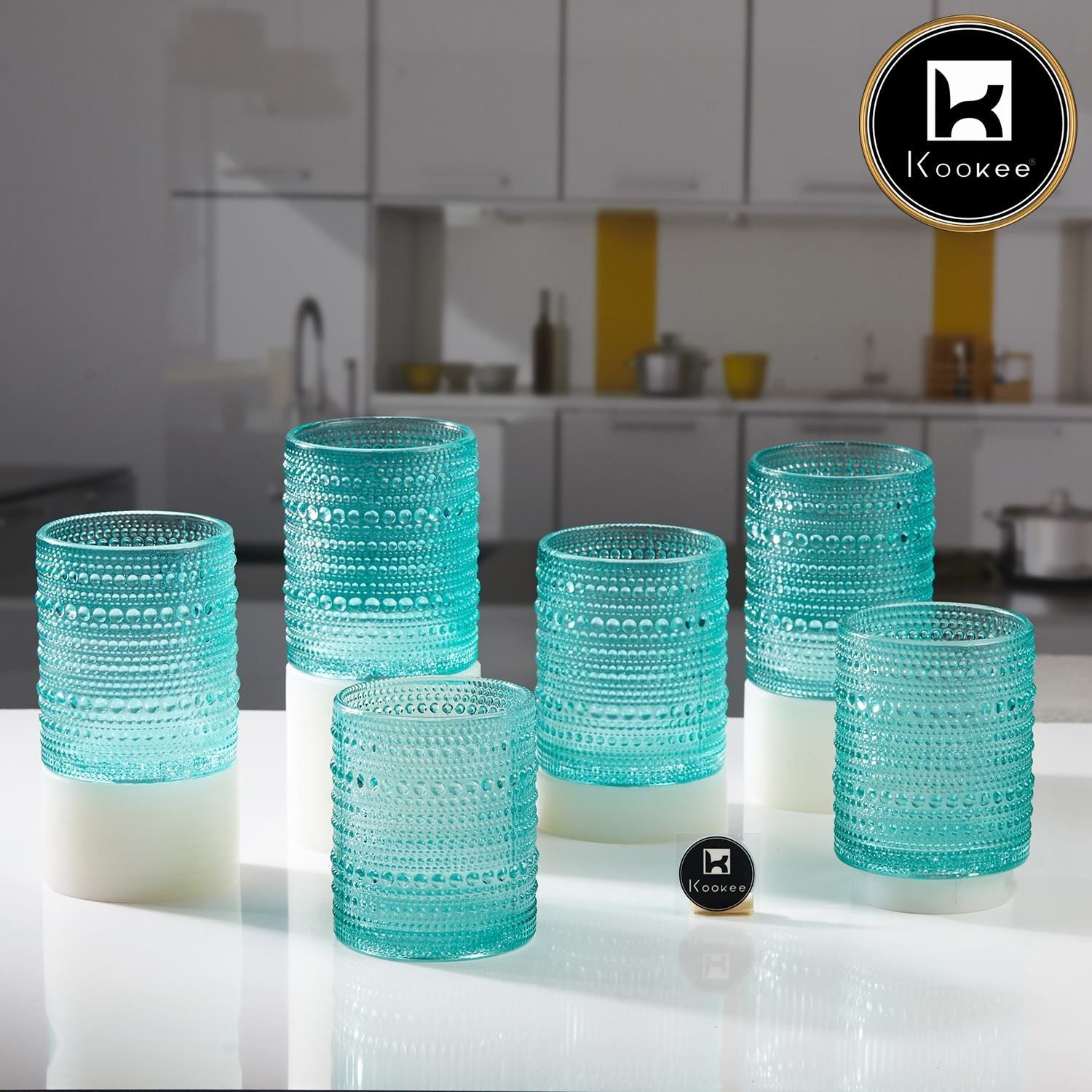 Kookee Jupiter Vintage Hobnail Old Fashioned Bubble Glasses (Set of 6) (11762)