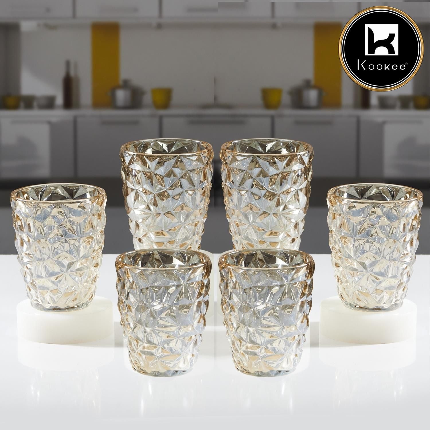 Kookee Water & Juice Glasses, Gold, ART11765