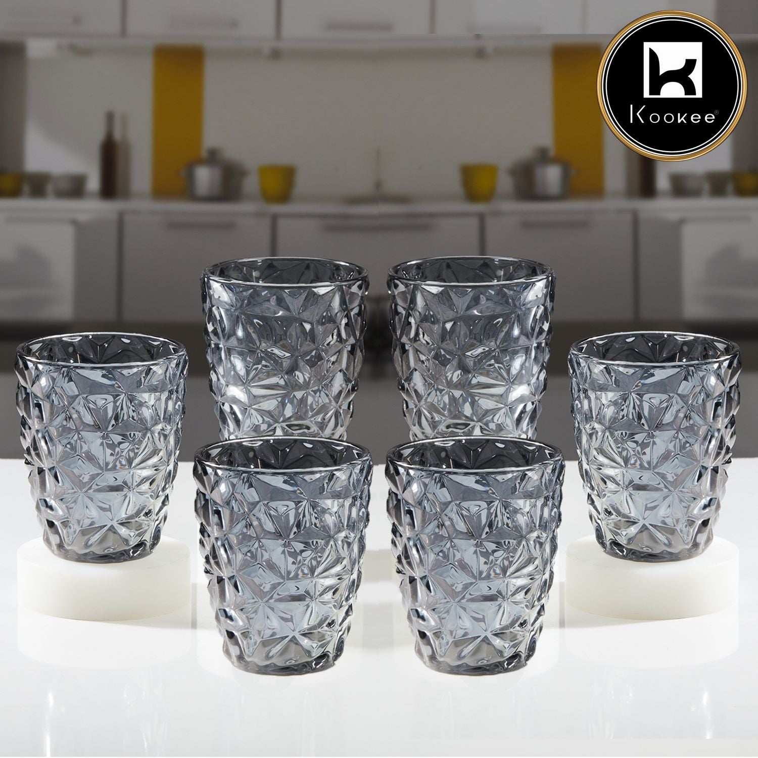 Kookee Water & Juice Glasses, Grey, ART11766
