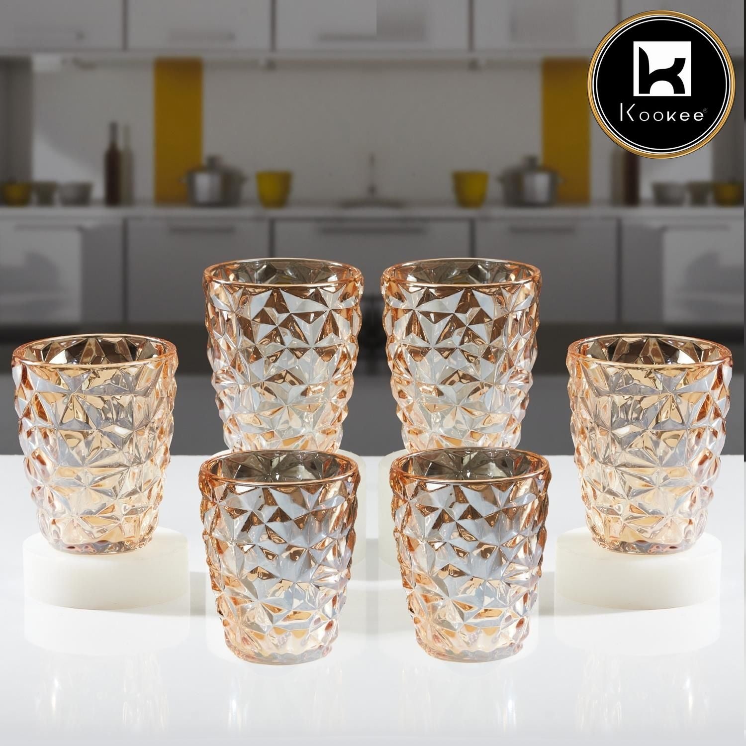 Kookee Water & Juice Glasses, Gold, ART11767