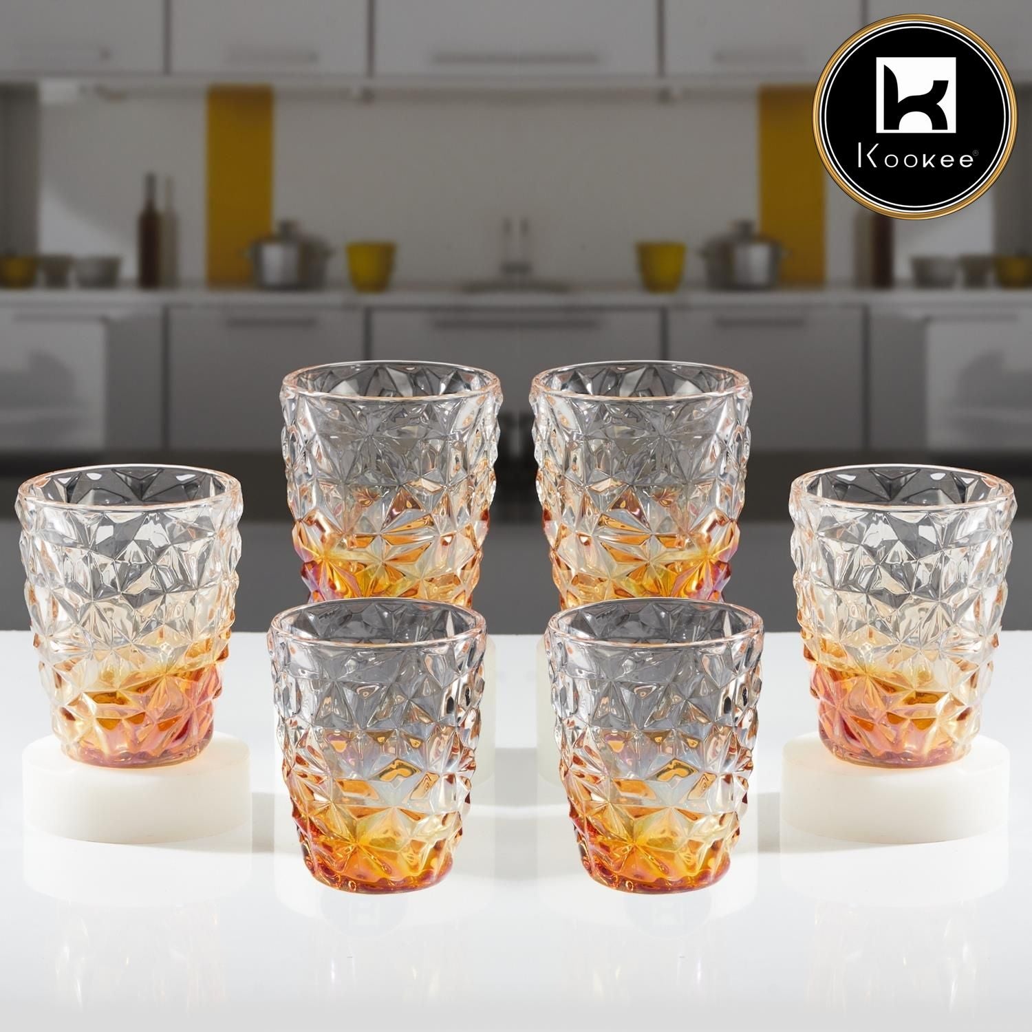 Kookee Water & Juice Glasses, Gold, ART11769