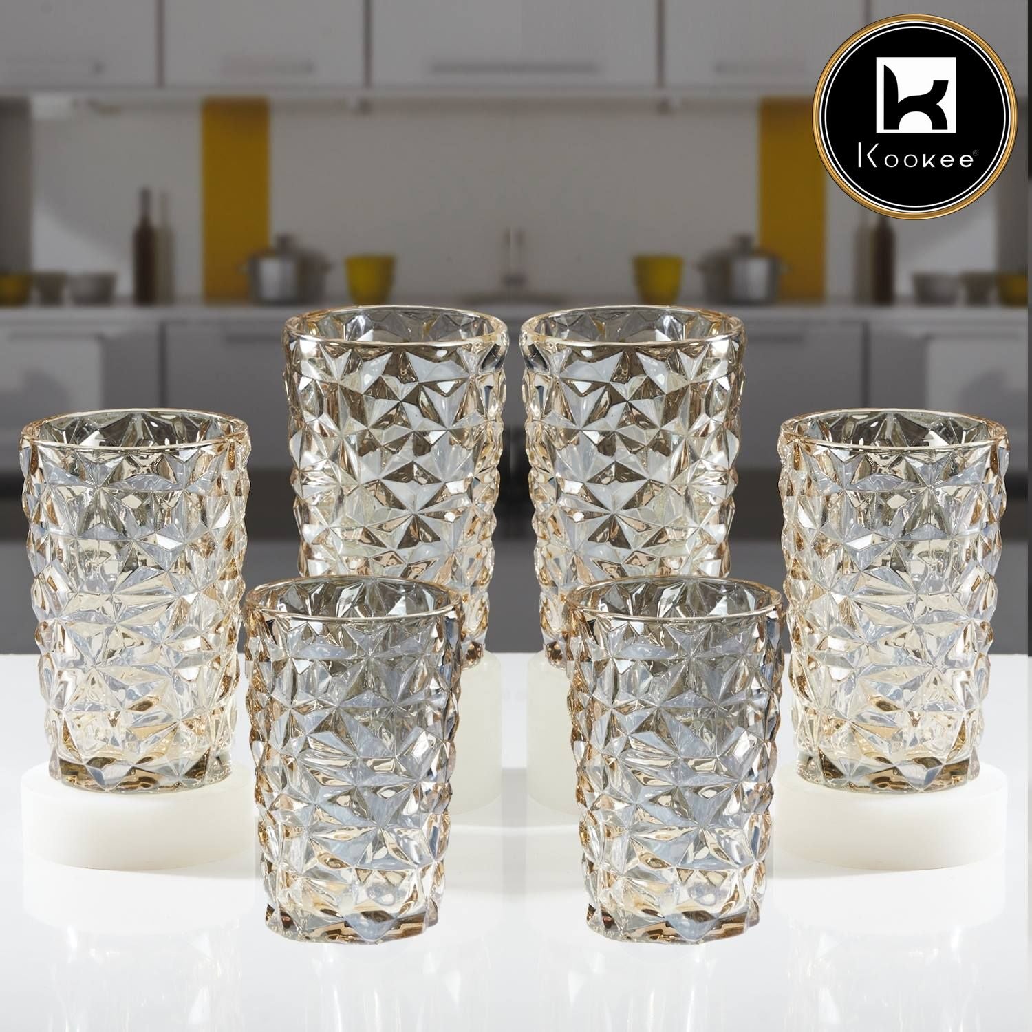 Kookee Water & Juice Glasses, Gold, ART11771
