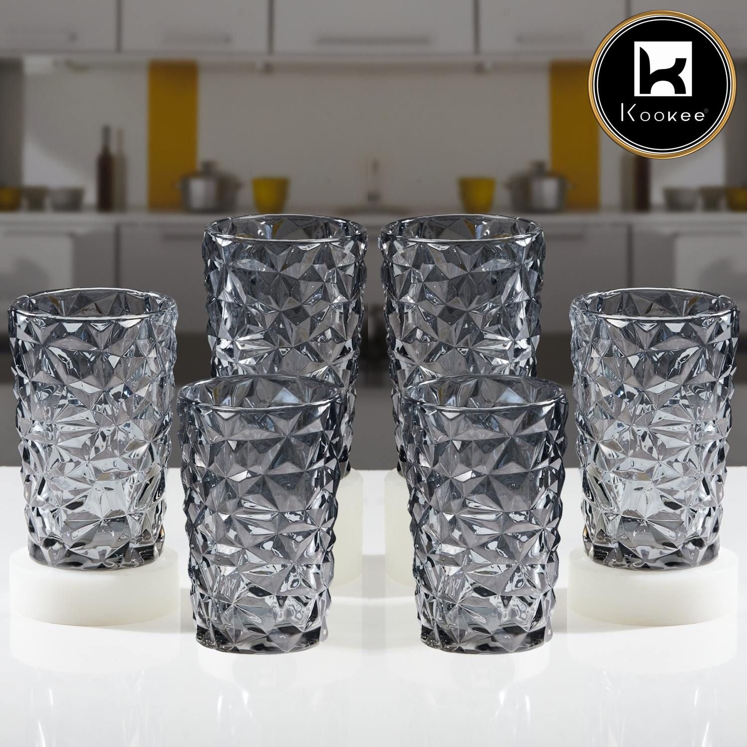 Kookee Water & Juice Glasses, Grey, ART11772