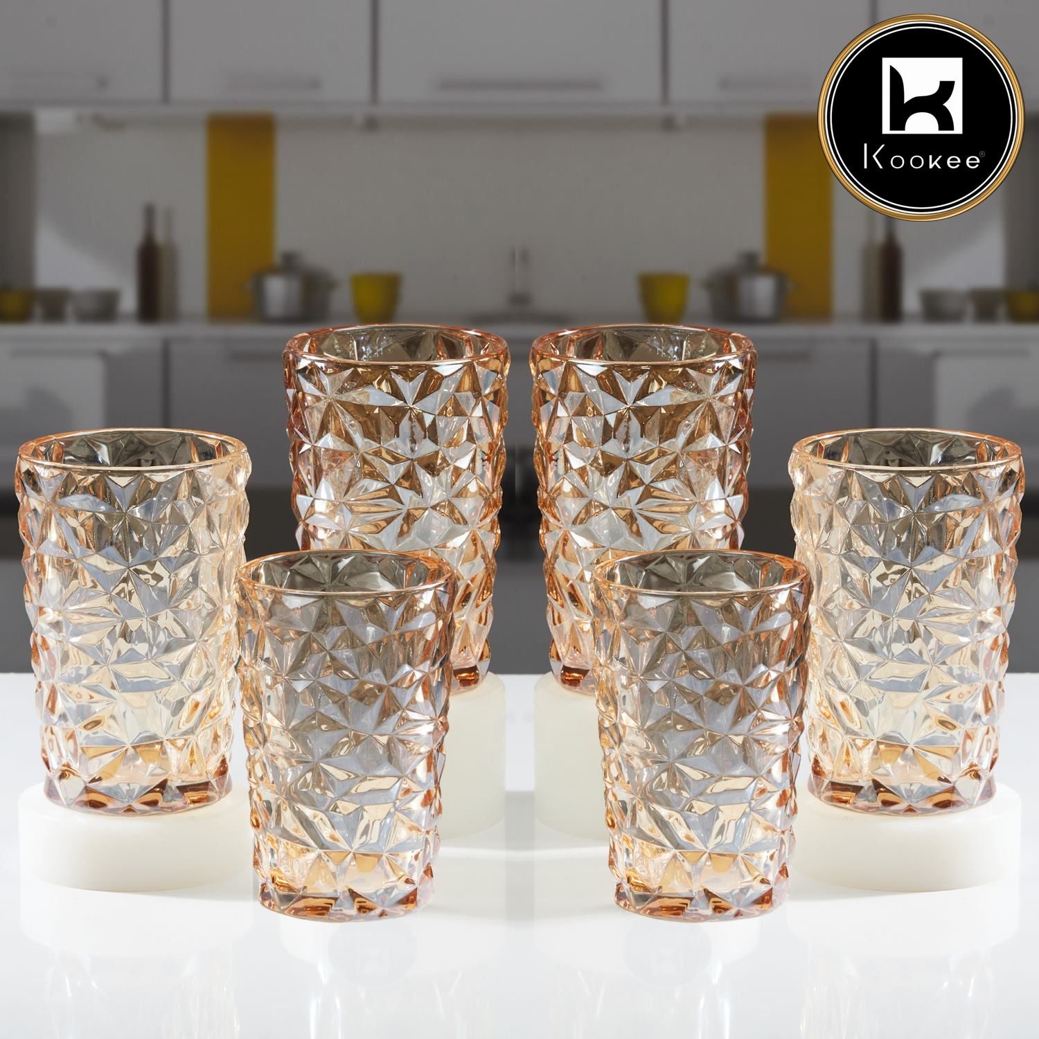 Kookee Water & Juice Glasses, Gold, ART11773