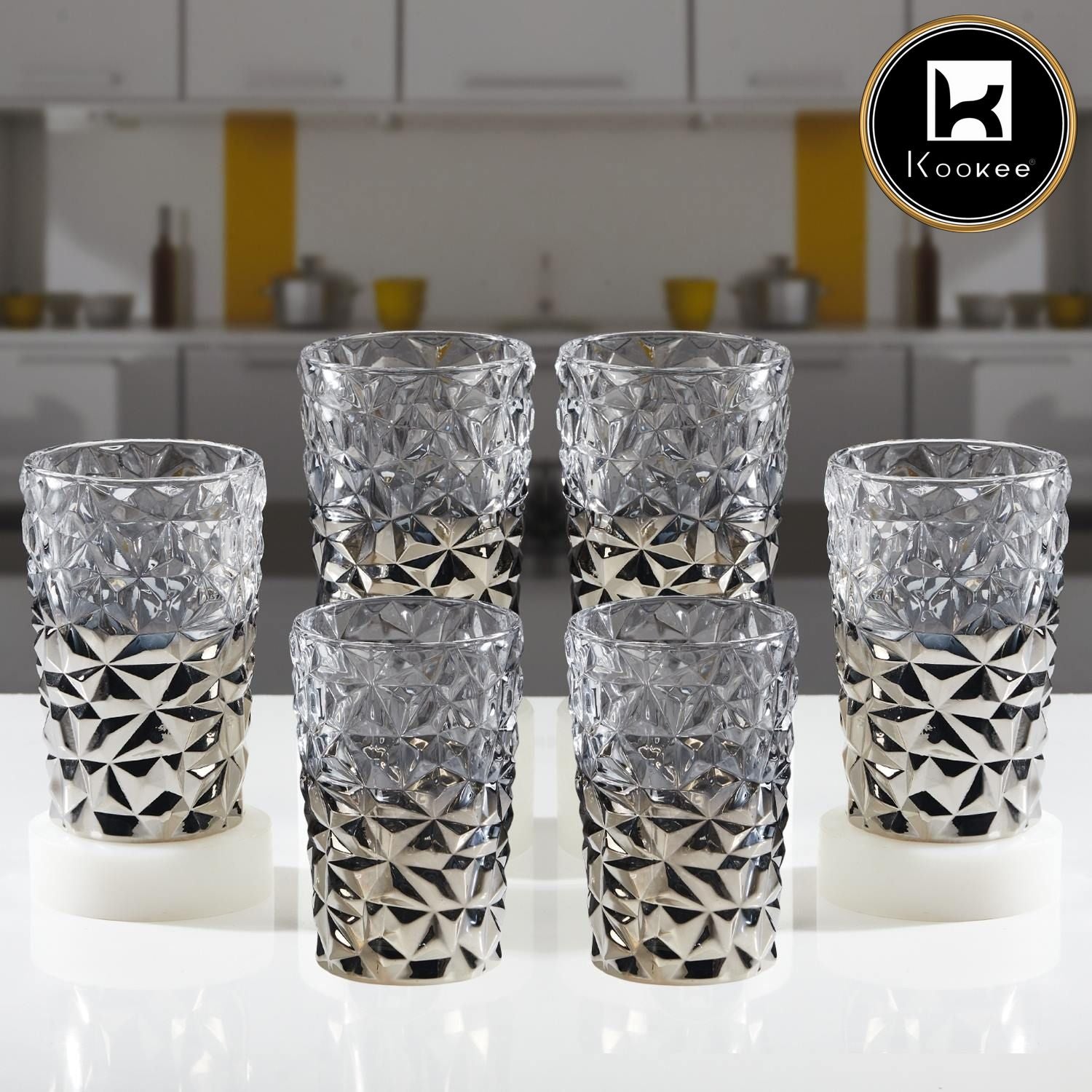 Kookee Water & Juice Glasses, Grey, ART11774