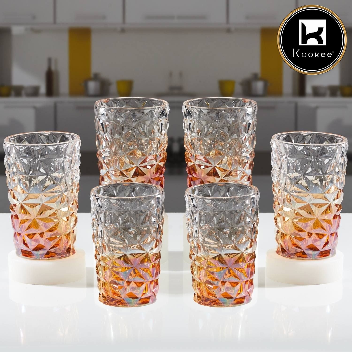 Kookee Water & Juice Glasses, Gold, ART11775