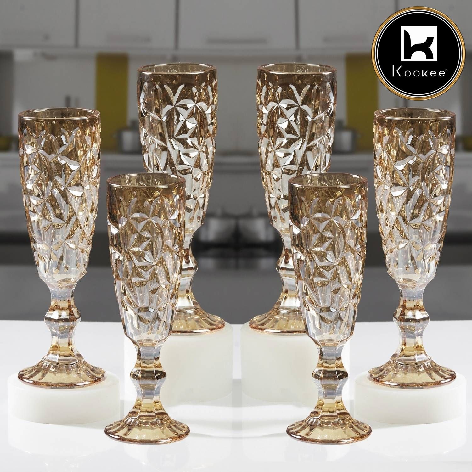 Kookee Wine Glasses, Gold, ART11777