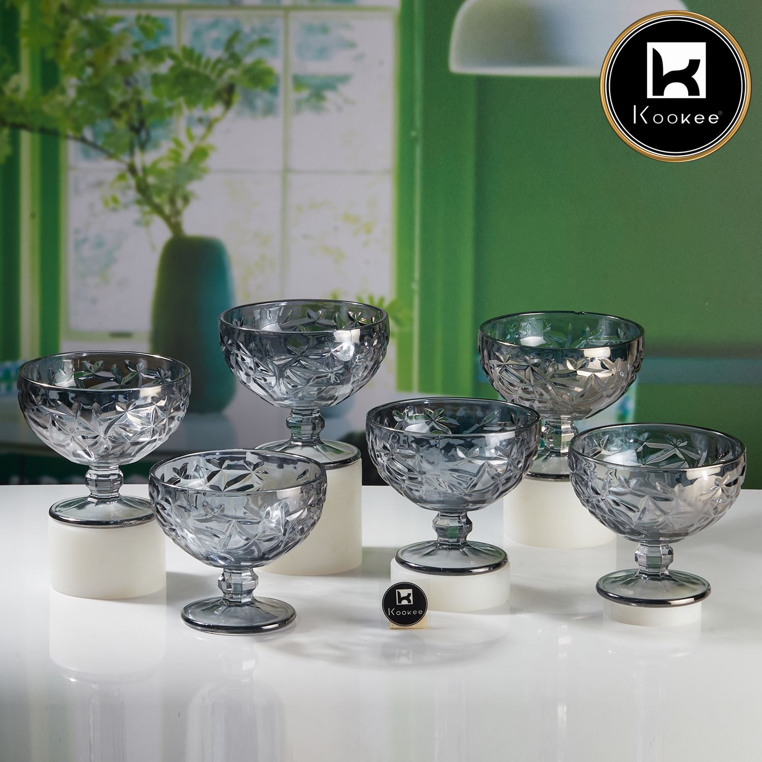 Kookee Crystal Glass Ice Cream Bowls (300 ml) (Set of 6) (11784)