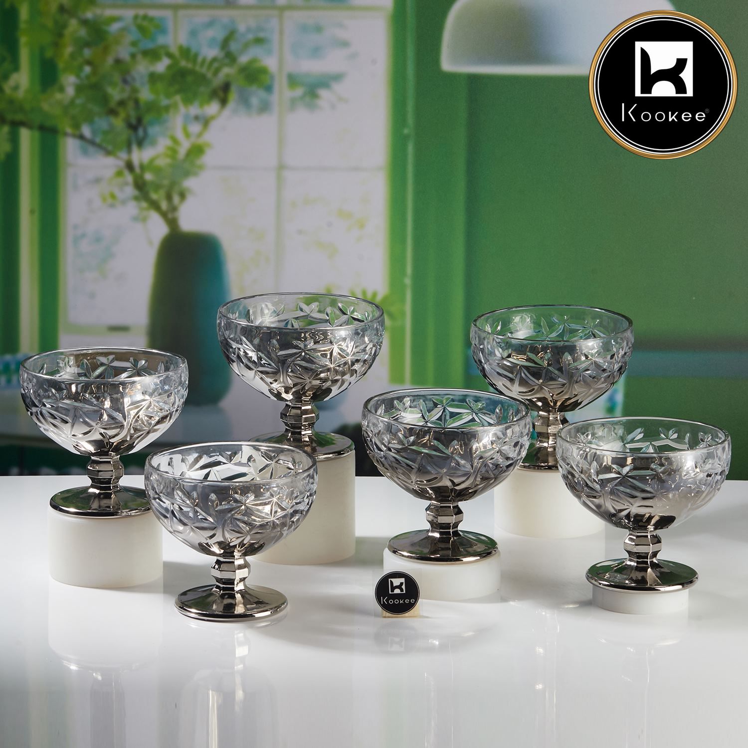 Kookee Crystal Glass Ice Cream Bowls (300 ml) (Set of 6) (11786)