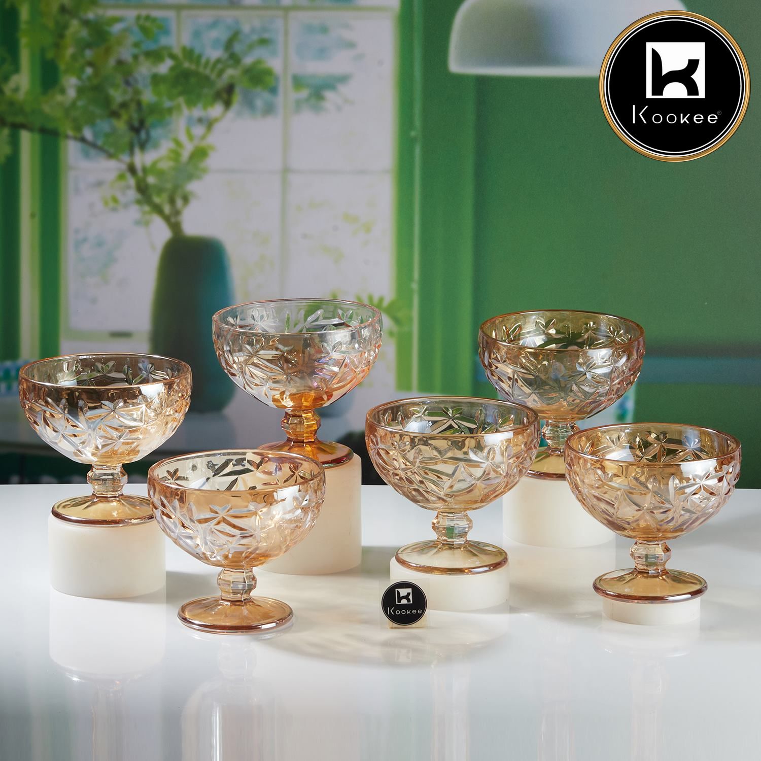 Kookee Crystal Glass Ice Cream Bowls (300 ml) (Set of 6) (11787)