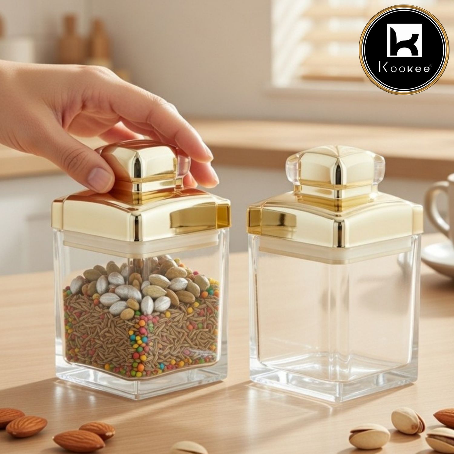 Kookee Acrylic Airtight Canister Jar & Container for Kitchen (Pack of 2) (11251)
