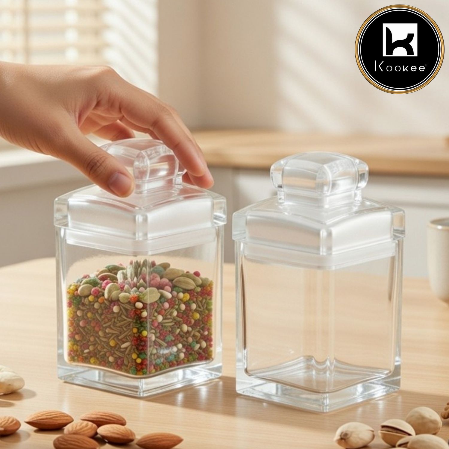 Kookee Acrylic Airtight Canister Jar & Container for Kitchen (Pack of 2) (11252)