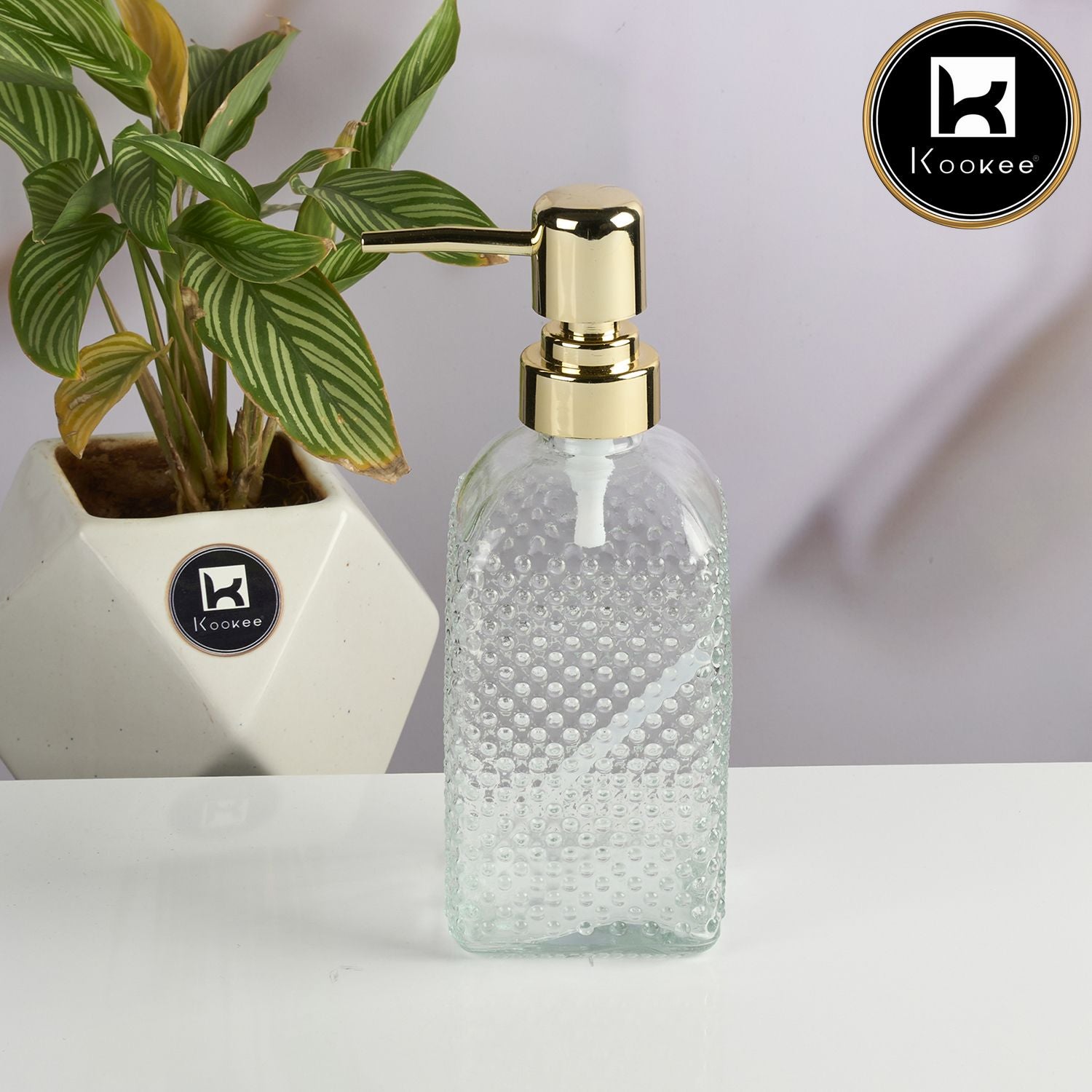 Kookee Glass Soap Dispensers, Transparent, ART11904
