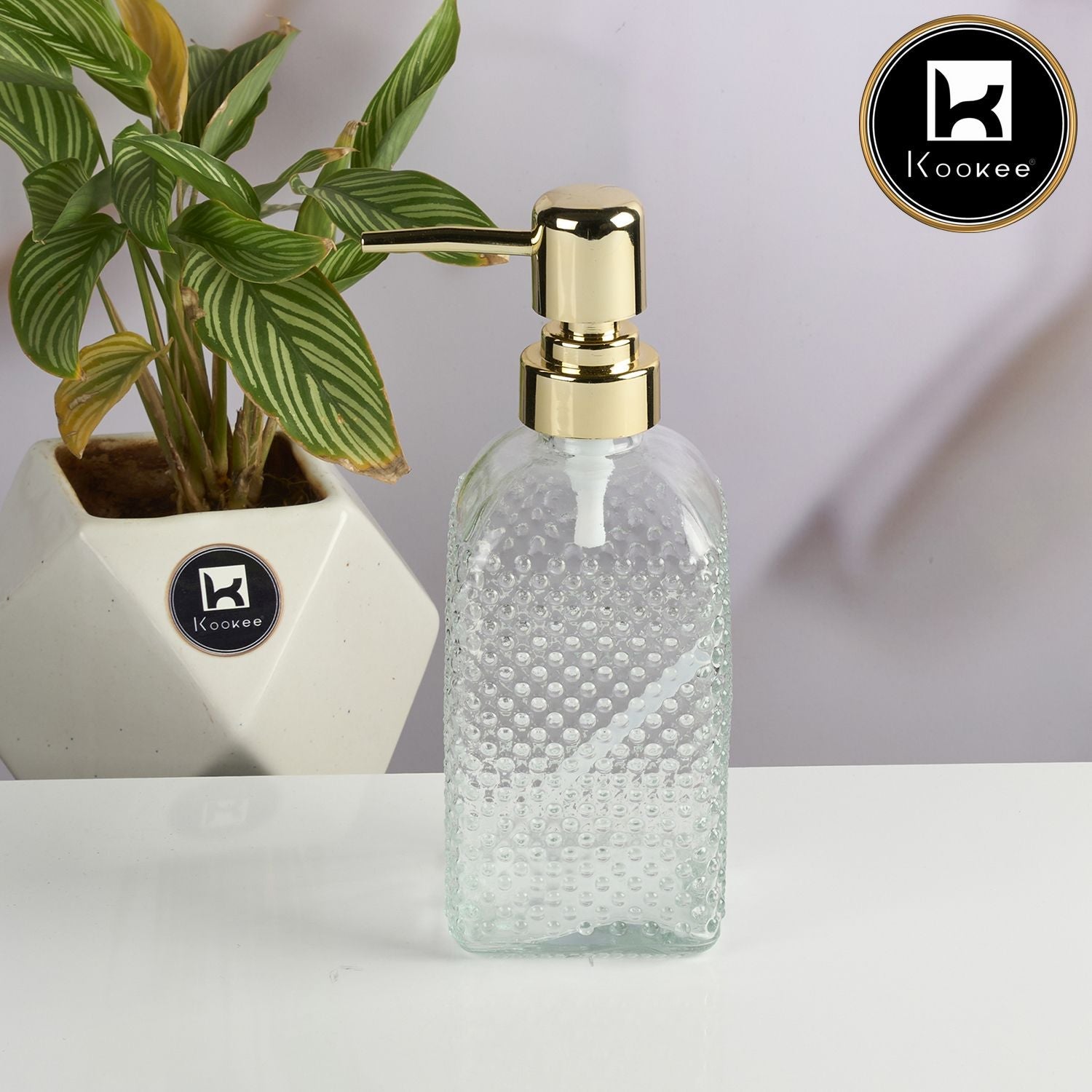 Glass Soap Dispenser for handwash for Bathroom, Transparent (Set of 1) (11904)