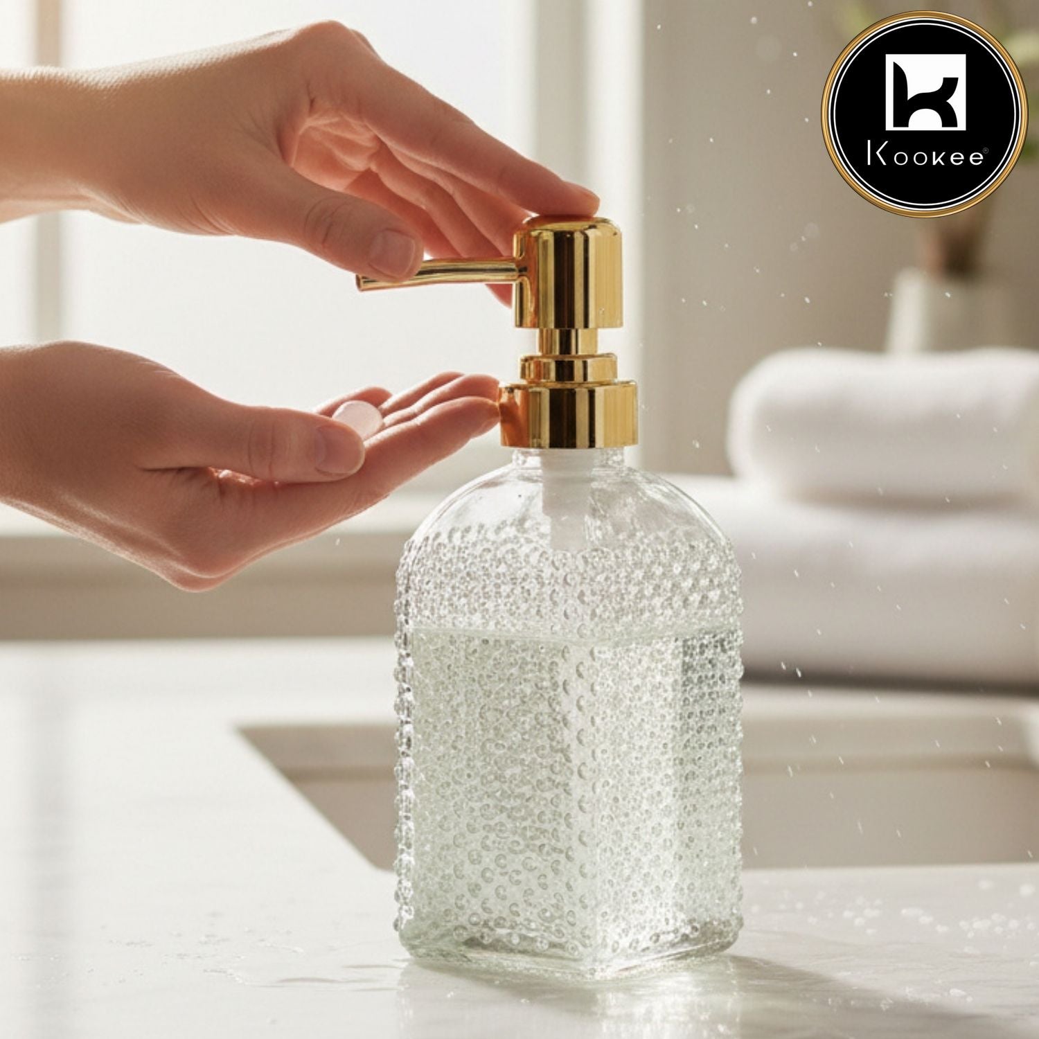 Kookee Glass Soap Dispensers, Transparent, ART11904
