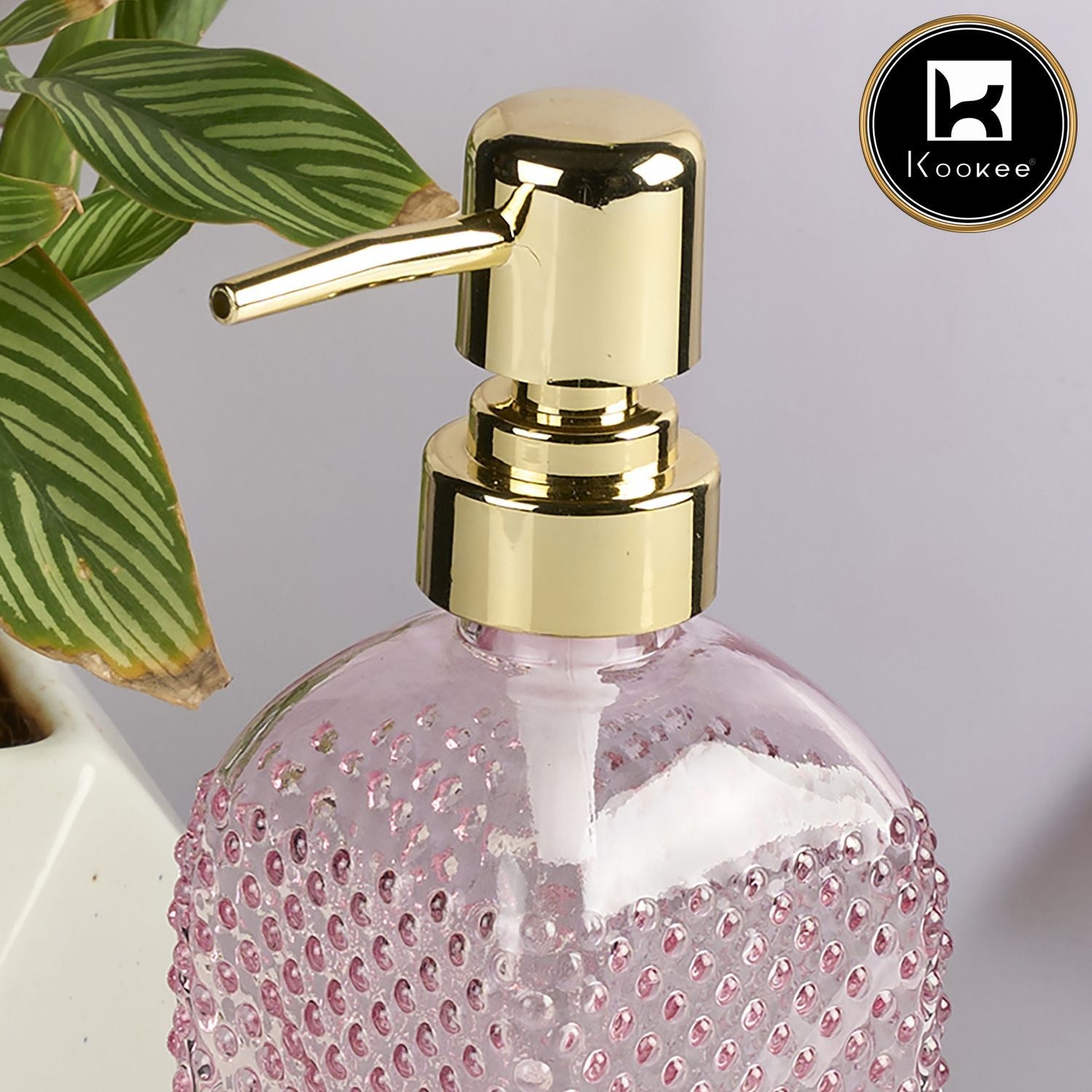 Glass Soap Dispenser for handwash, Pink (Set of 1) (11905)