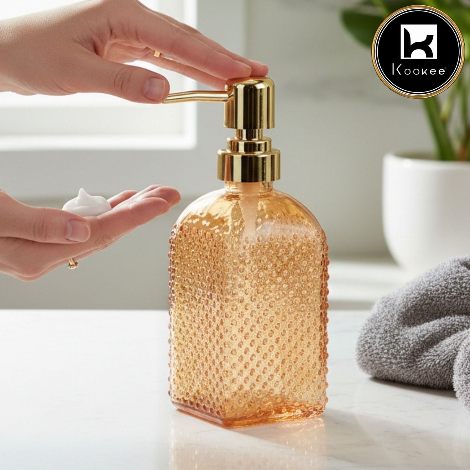 Glass Soap Dispenser for handwash, Grey (Set of 1) (11907)