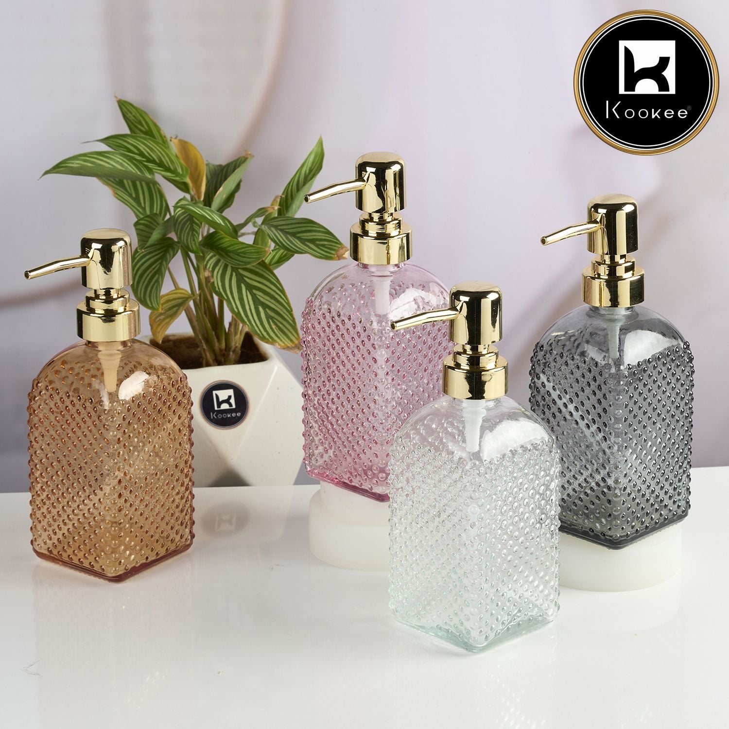 Glass Soap Dispenser for handwash, Grey (Set of 1) (11907)