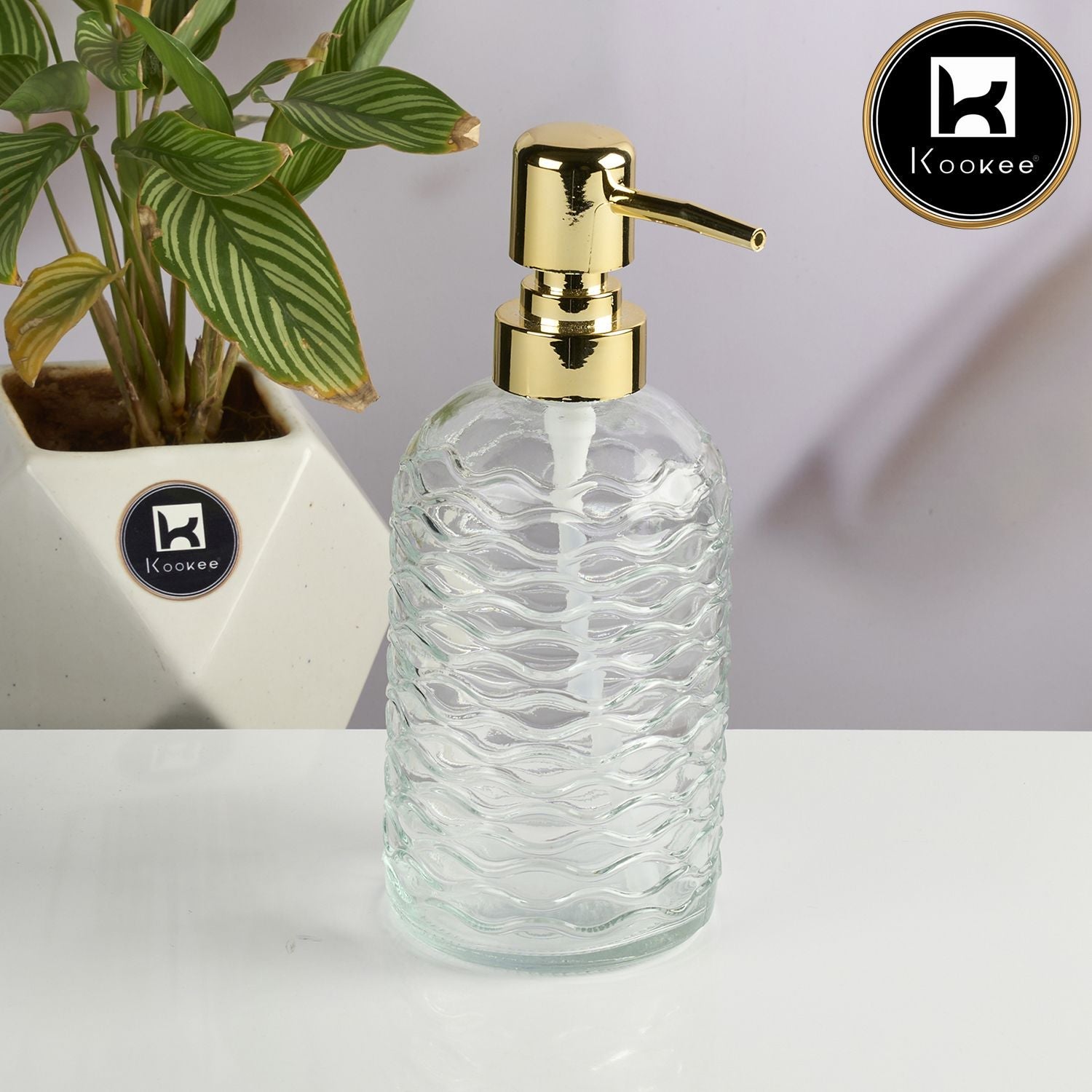 Glass Soap Dispenser for handwash for Bathroom, Transparent (V-GSD-002-2)