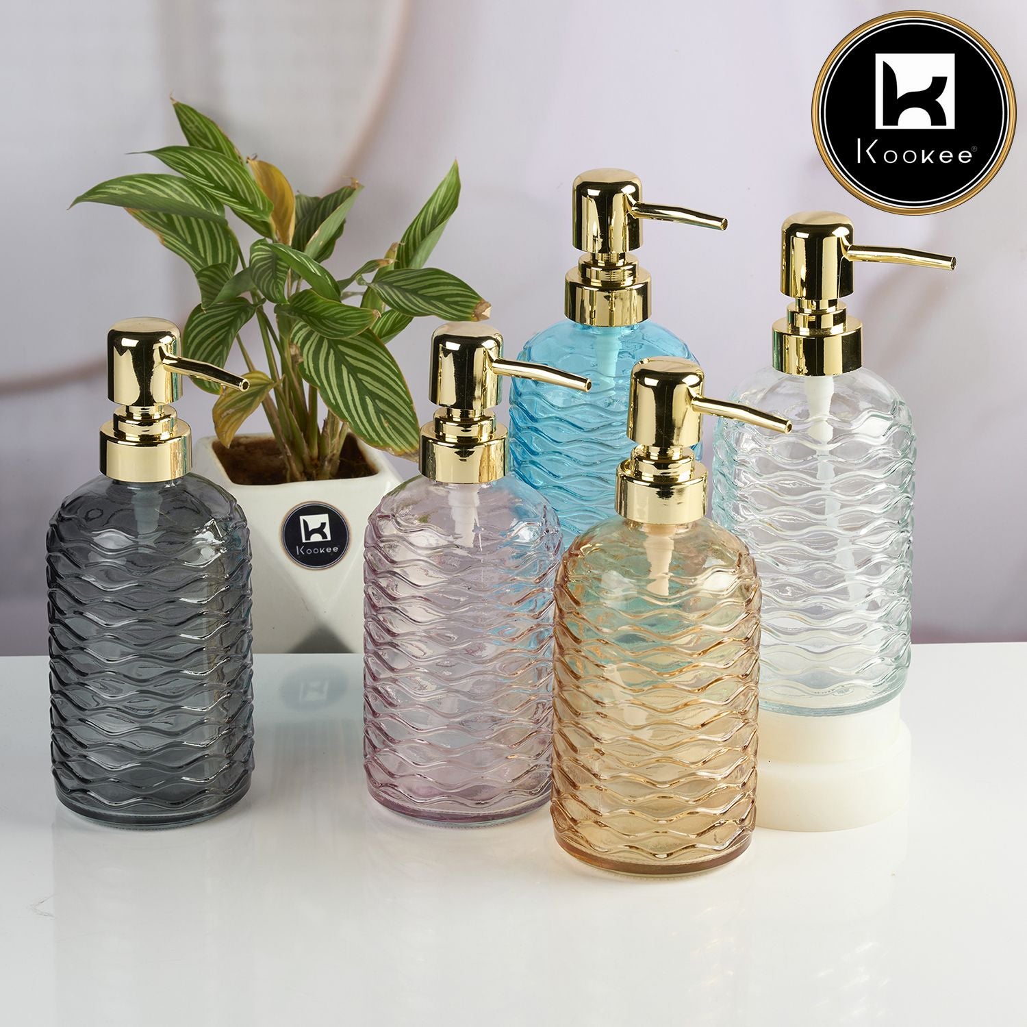 Kookee Glass Soap Dispensers, Transparent, ART11908