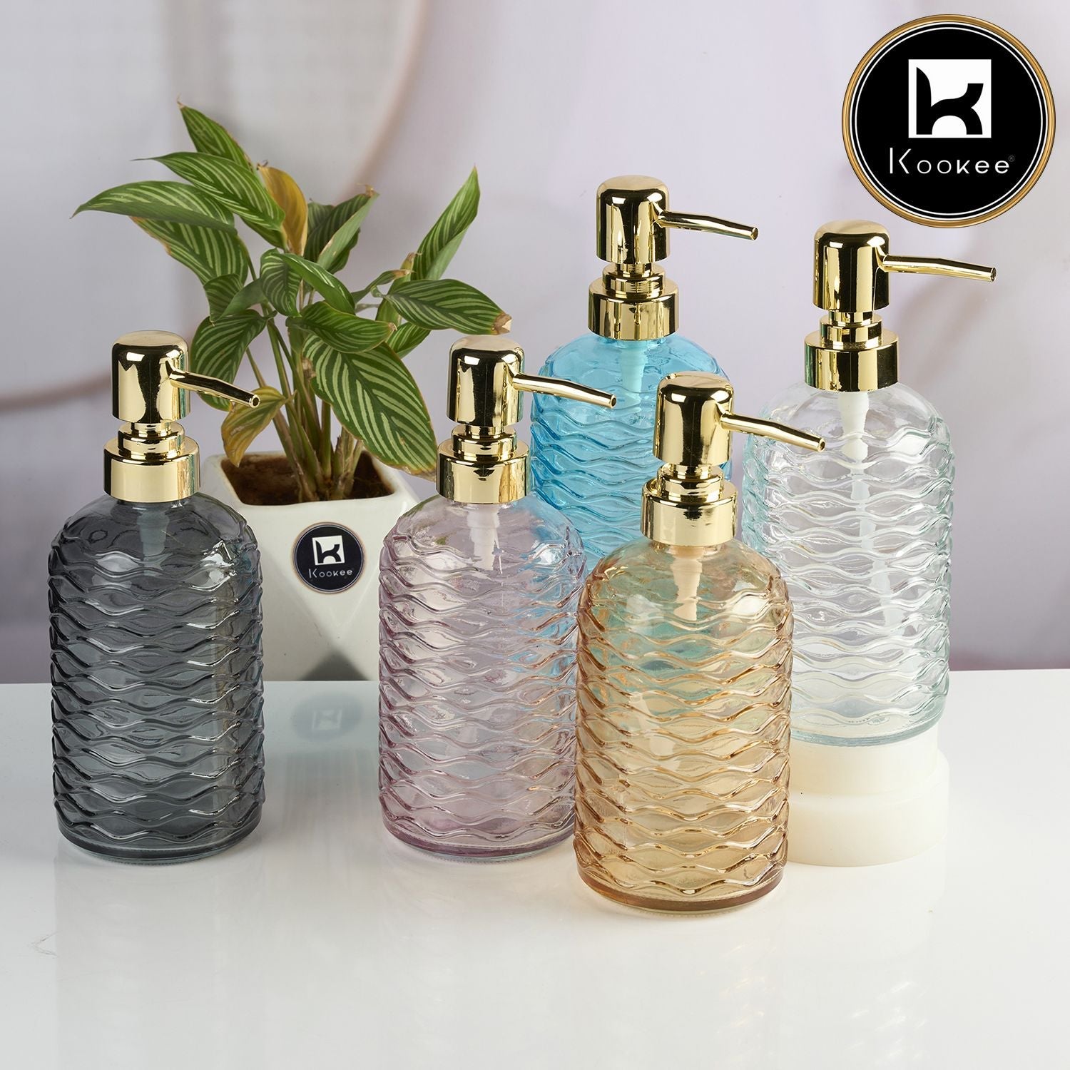 Glass Soap Dispenser for handwash for Bathroom, Transparent (Set of 1) (11908)