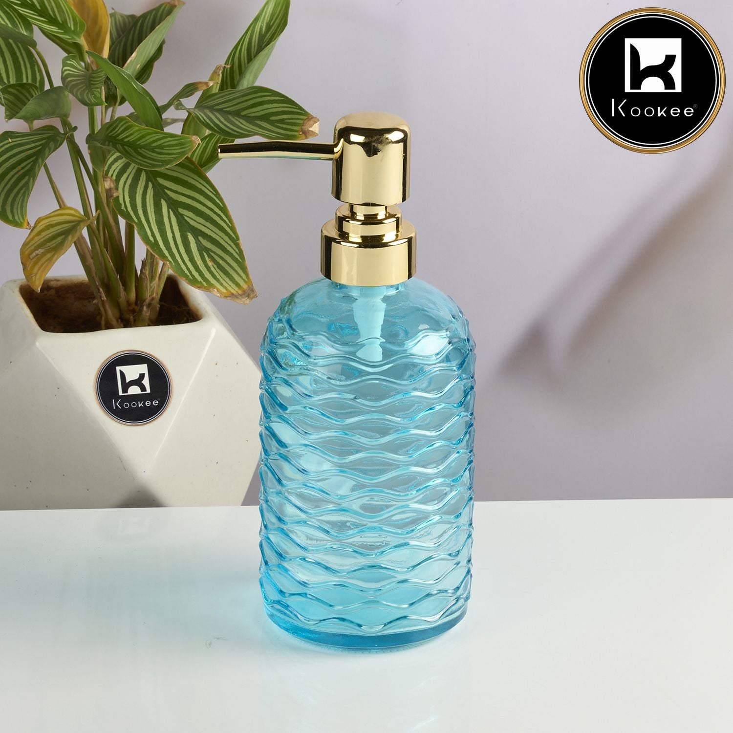 Kookee Glass Soap Dispensers, Blue, ART11909