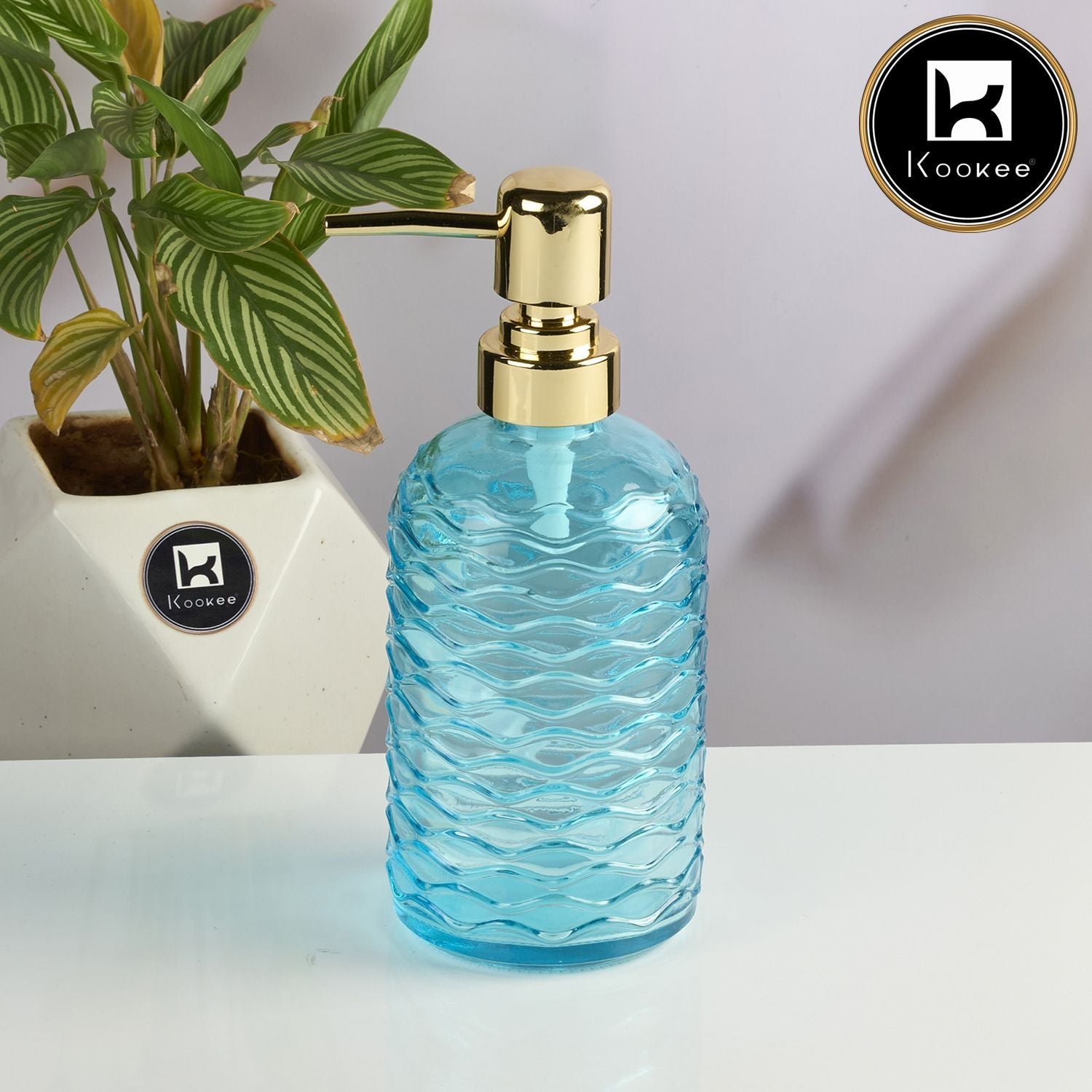 Glass Soap Dispenser for handwash, Blue (Set of 1) (11909)