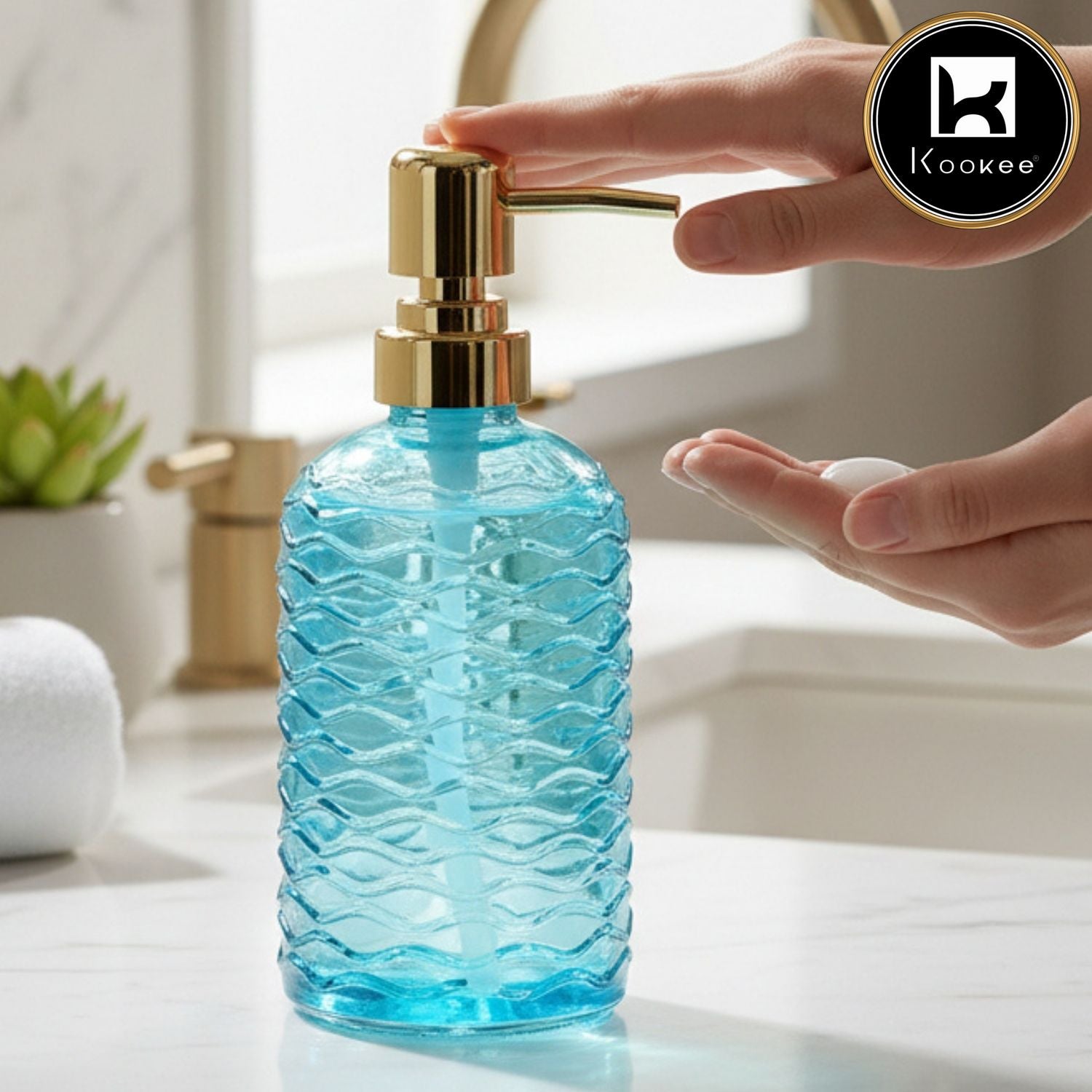 Kookee Glass Soap Dispensers, Blue, ART11909