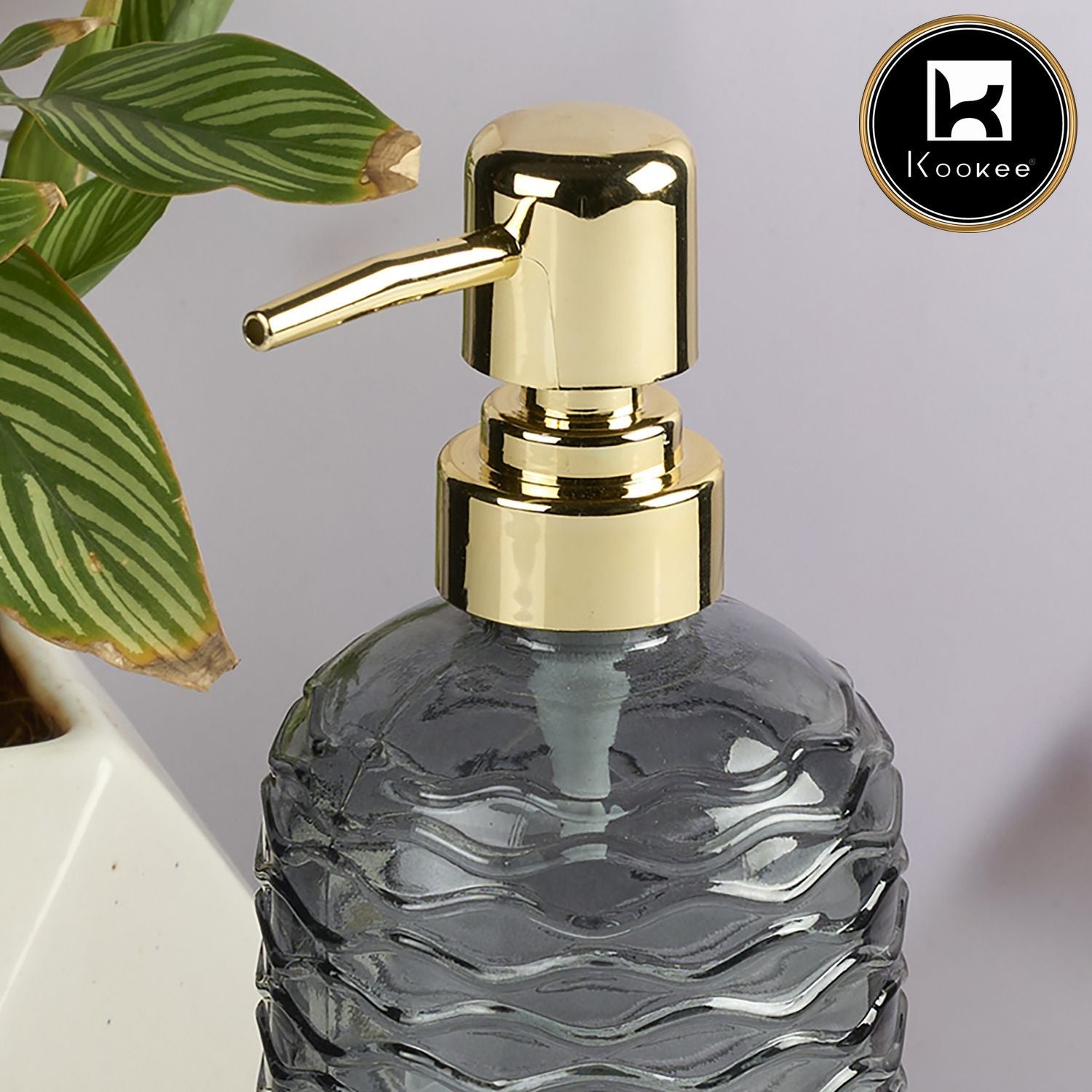 Glass Soap Dispenser for handwash, Grey (Set of 1) (11910)