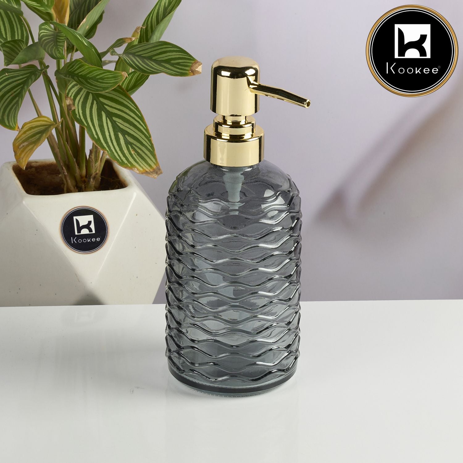 Kookee Glass Soap Dispensers, Grey, ART11910