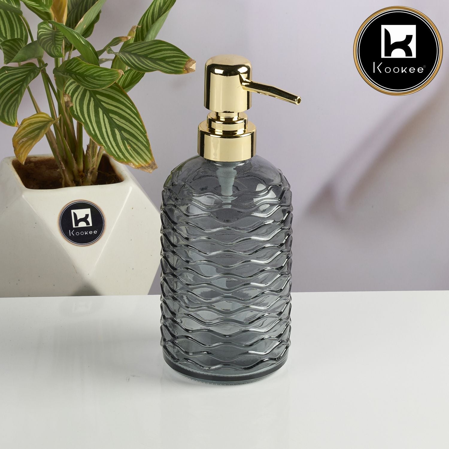 Glass Soap Dispenser for handwash, Grey (Set of 1) (11910)