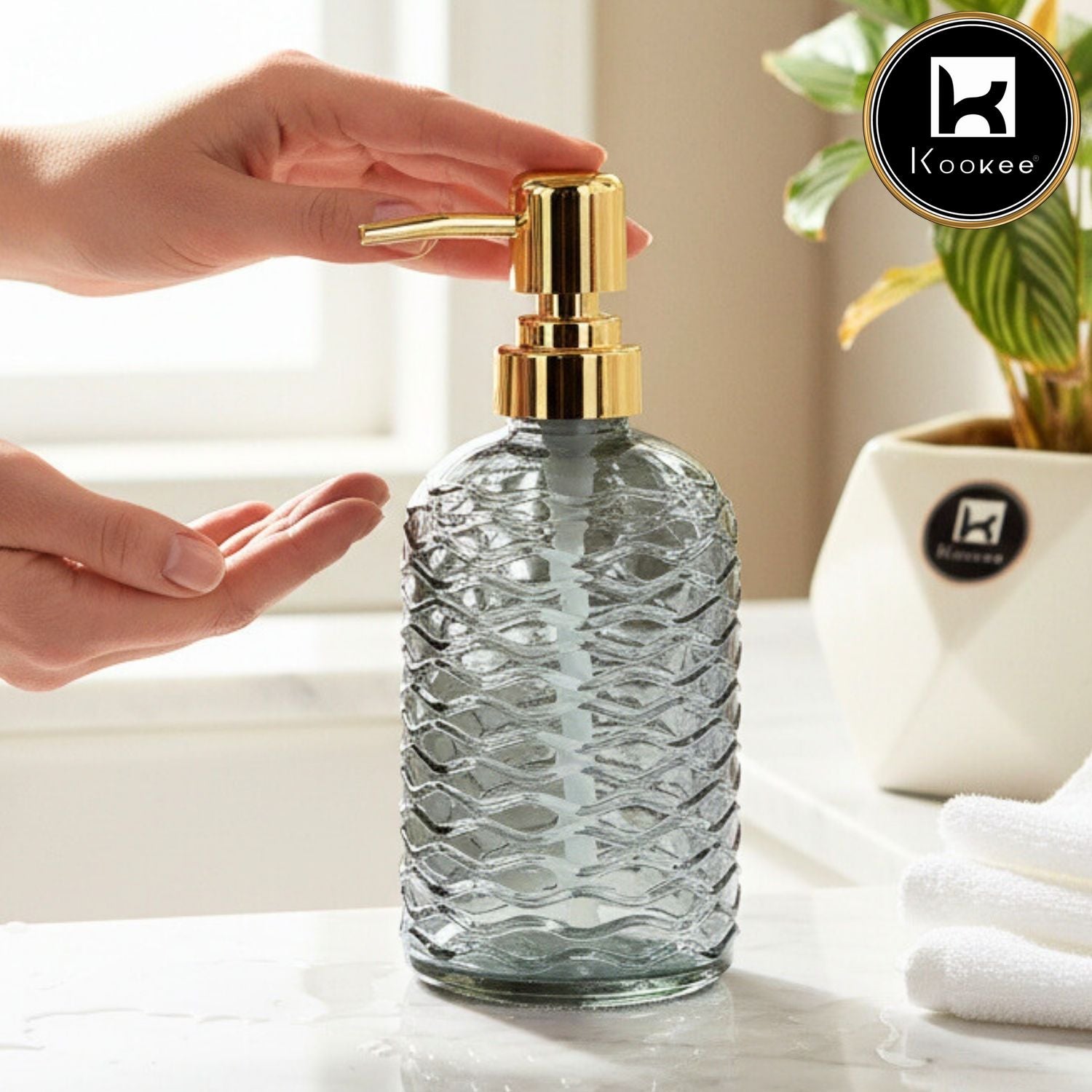 Glass Soap Dispenser for handwash, Blue (Set of 2) (12130)