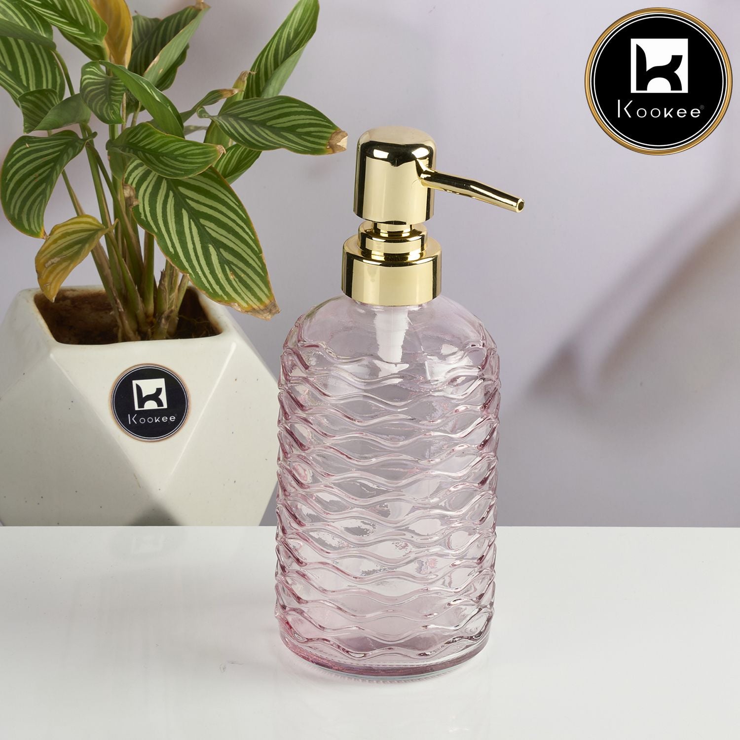 Kookee Glass Soap Dispensers, Pink, ART11911