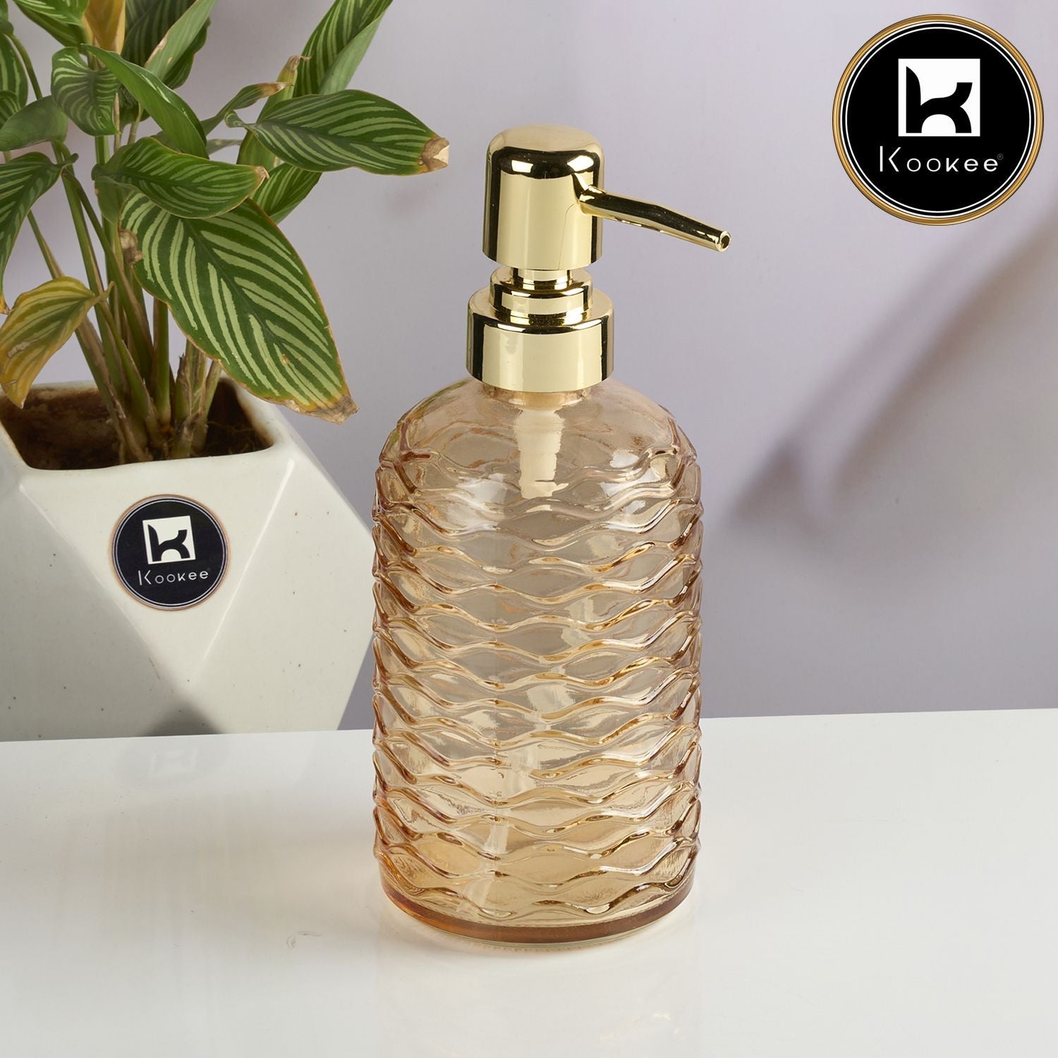 Glass Soap Dispenser for handwash, Orange (Set of 1) (11912)