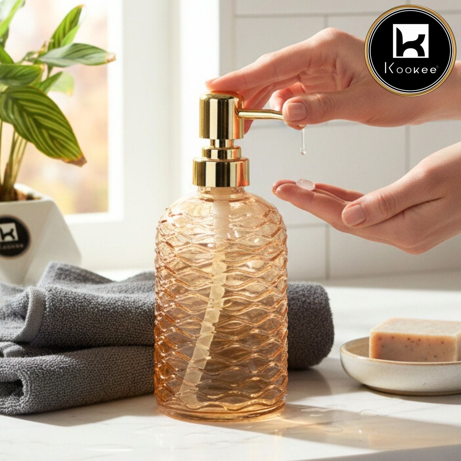 Glass Soap Dispenser for handwash, Grey (Set of 2) (12131)