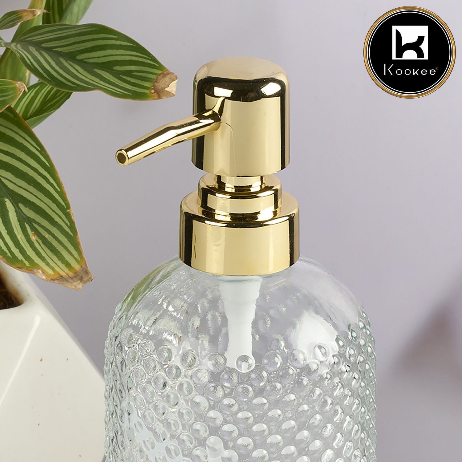 Glass Soap Dispenser for handwash for Bathroom, Transparent (Set of 1) (11913)