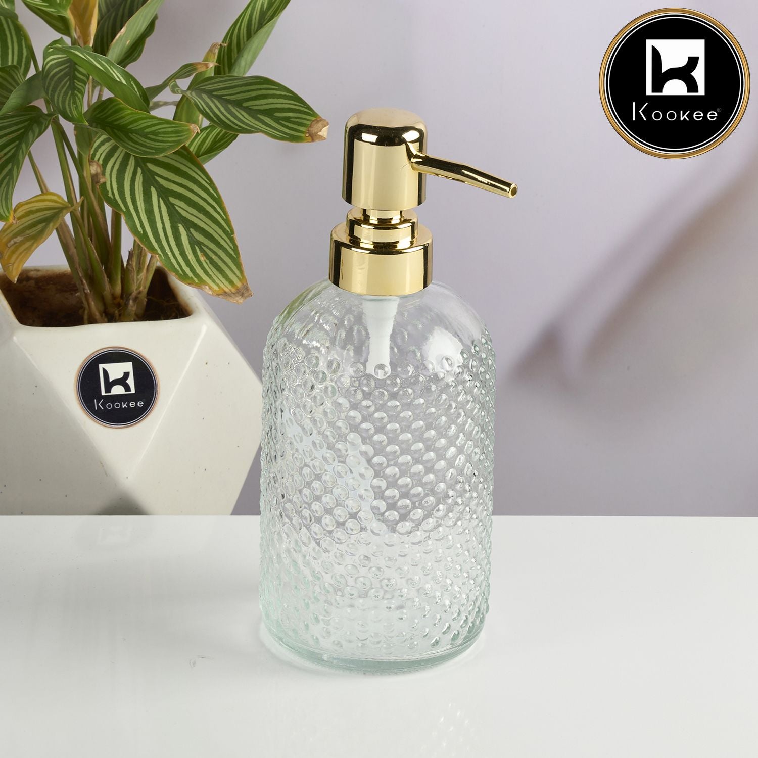 Kookee Glass Soap Dispensers, Transparent, ART11913