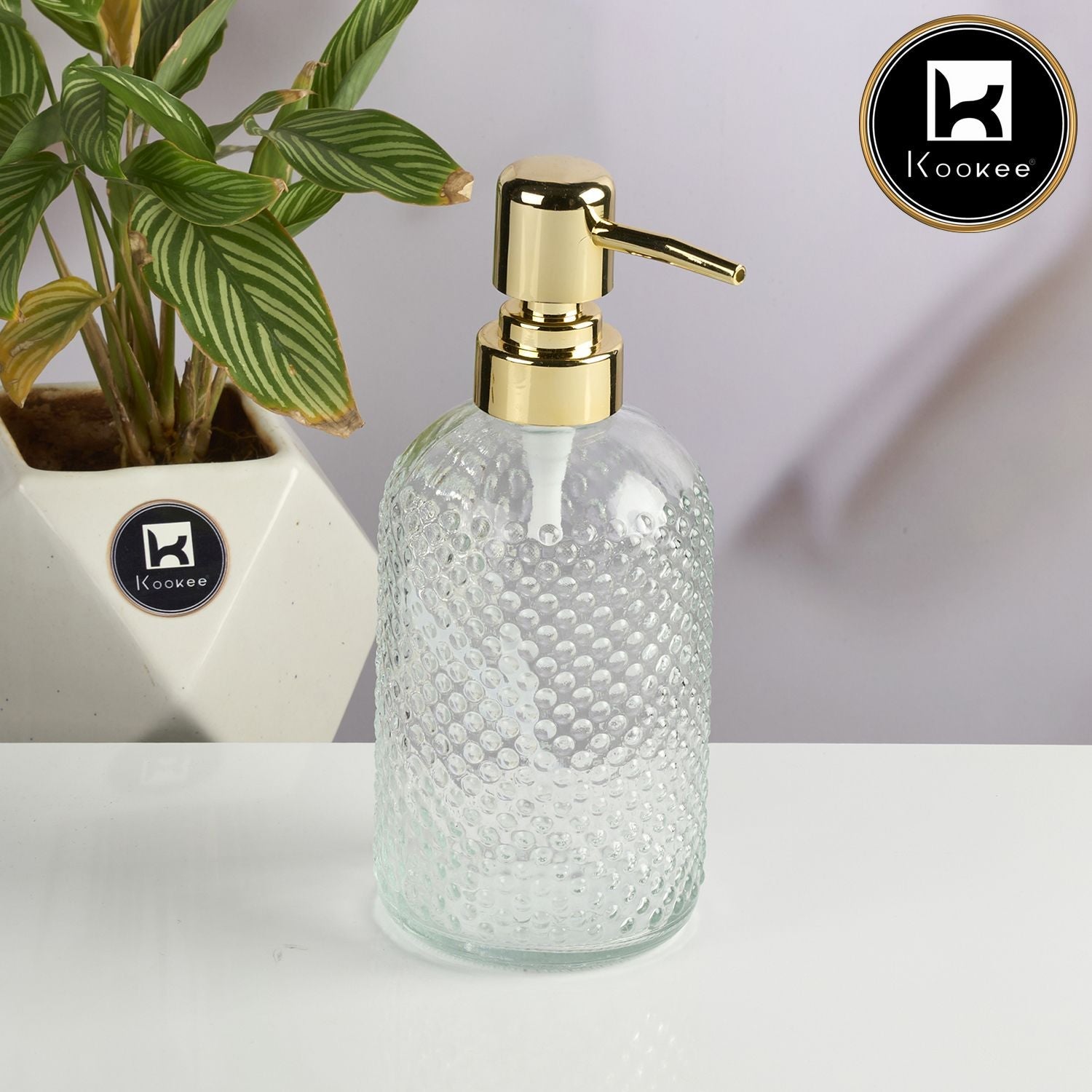 Glass Soap Dispenser for handwash for Bathroom, Transparent (Set of 1) (11913)