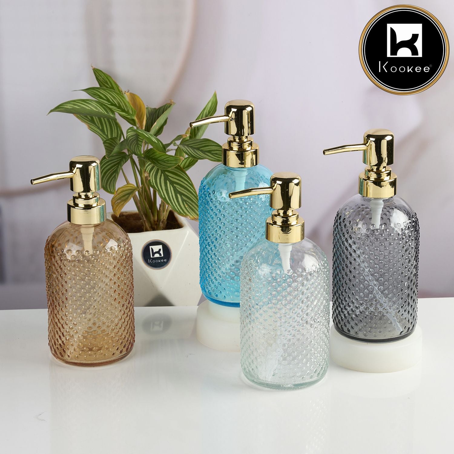 Kookee Glass Soap Dispensers, Transparent, ART11913