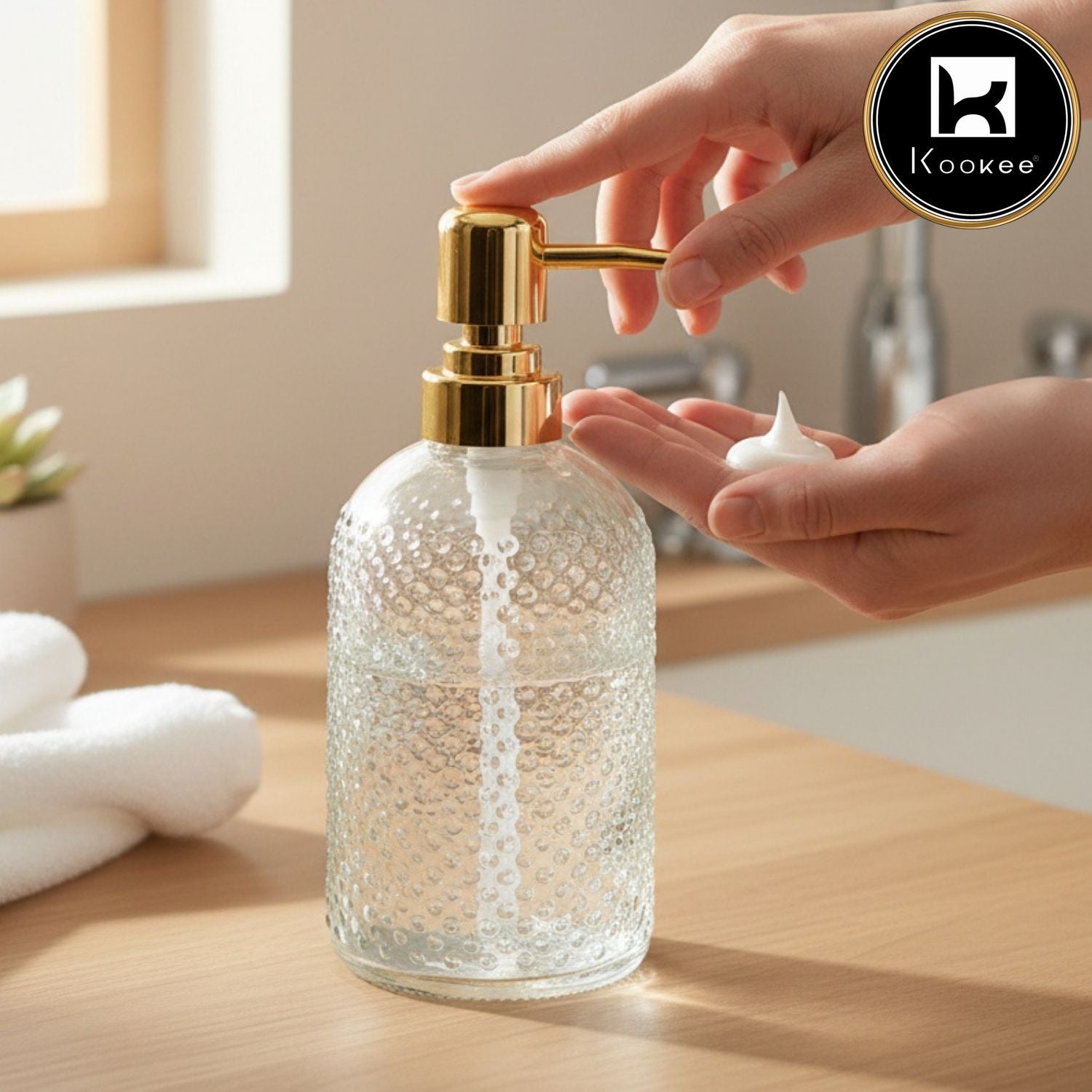 Kookee Glass Soap Dispensers, Transparent, ART11913