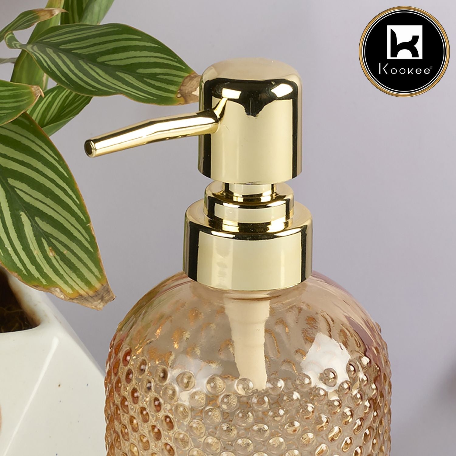 Glass Soap Dispenser for handwash, Orange (Set of 1) (11914)