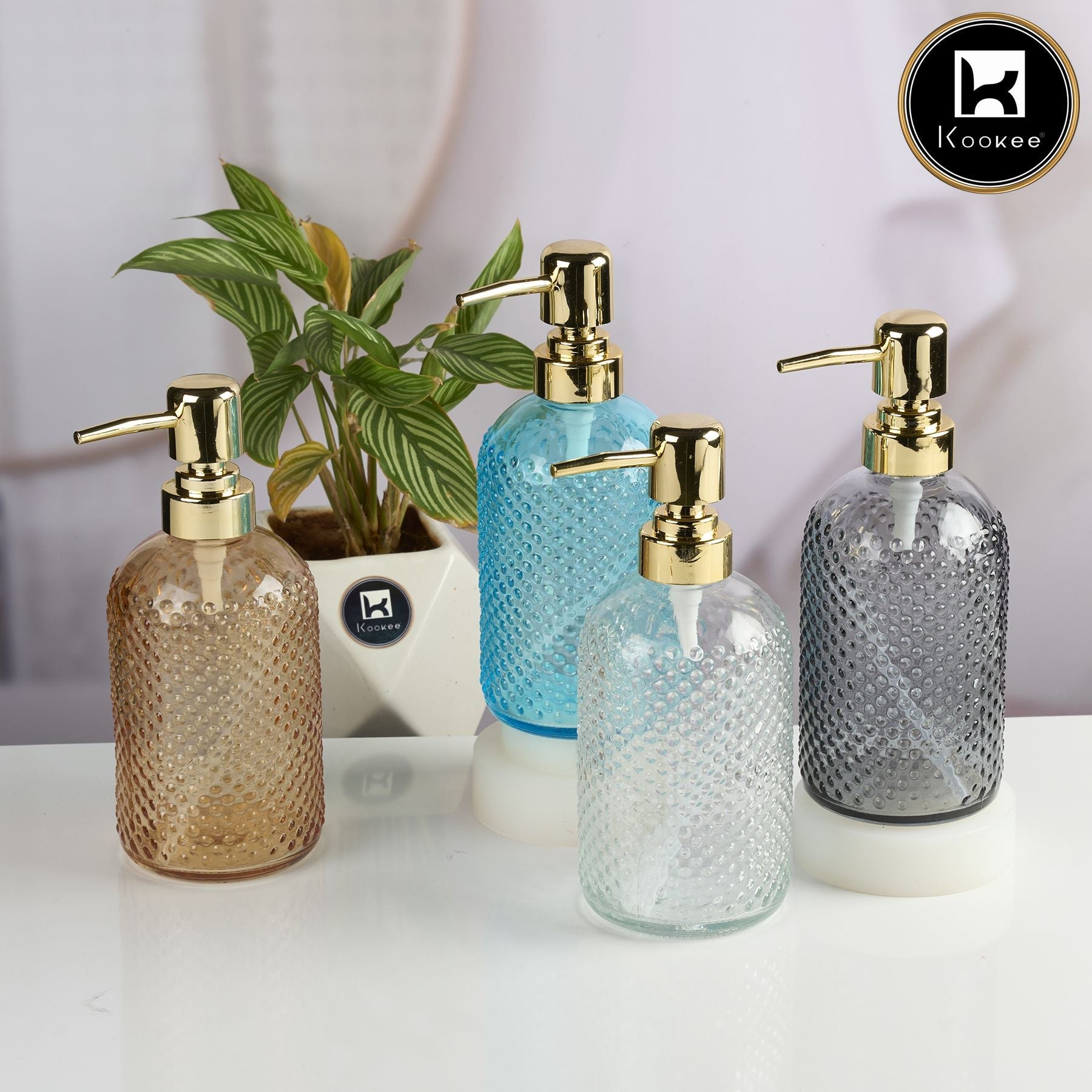 Glass Soap Dispenser for handwash, Orange (Set of 1) (11914)