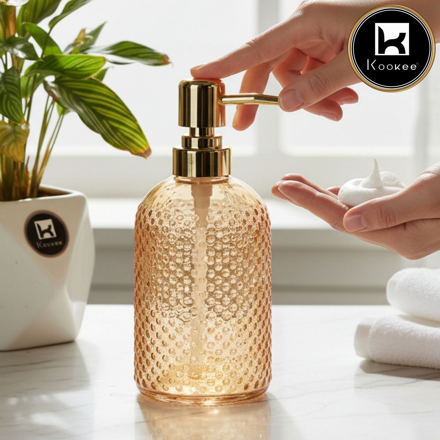 Glass Soap Dispenser for handwash for Bathroom, Transparent (Set of 6) (11913)