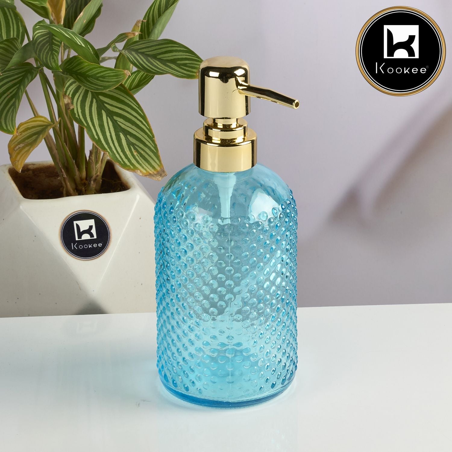 Glass Soap Dispenser for handwash, Blue (Set of 1) (11915)