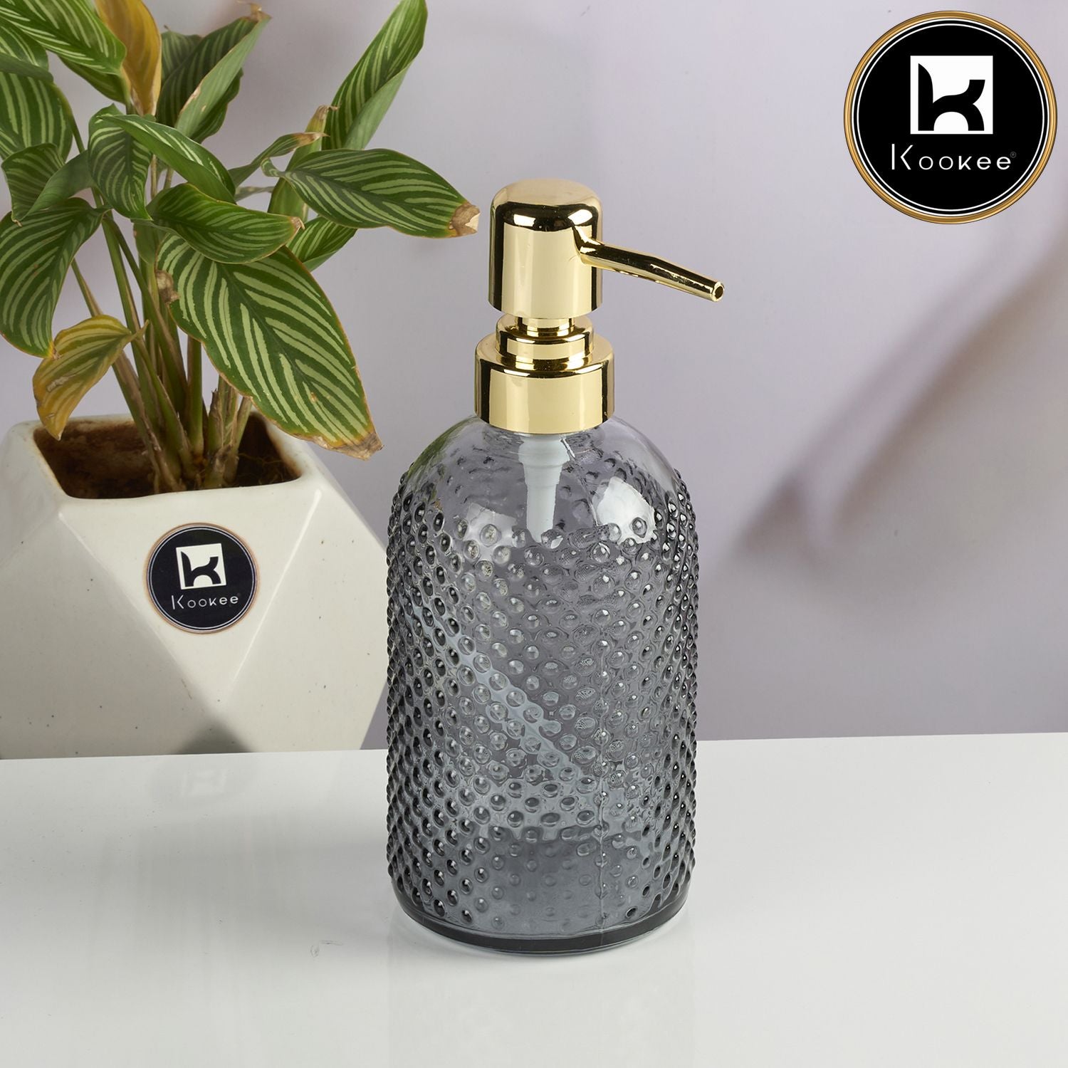 Kookee Glass Soap Dispensers, Grey, ART11917