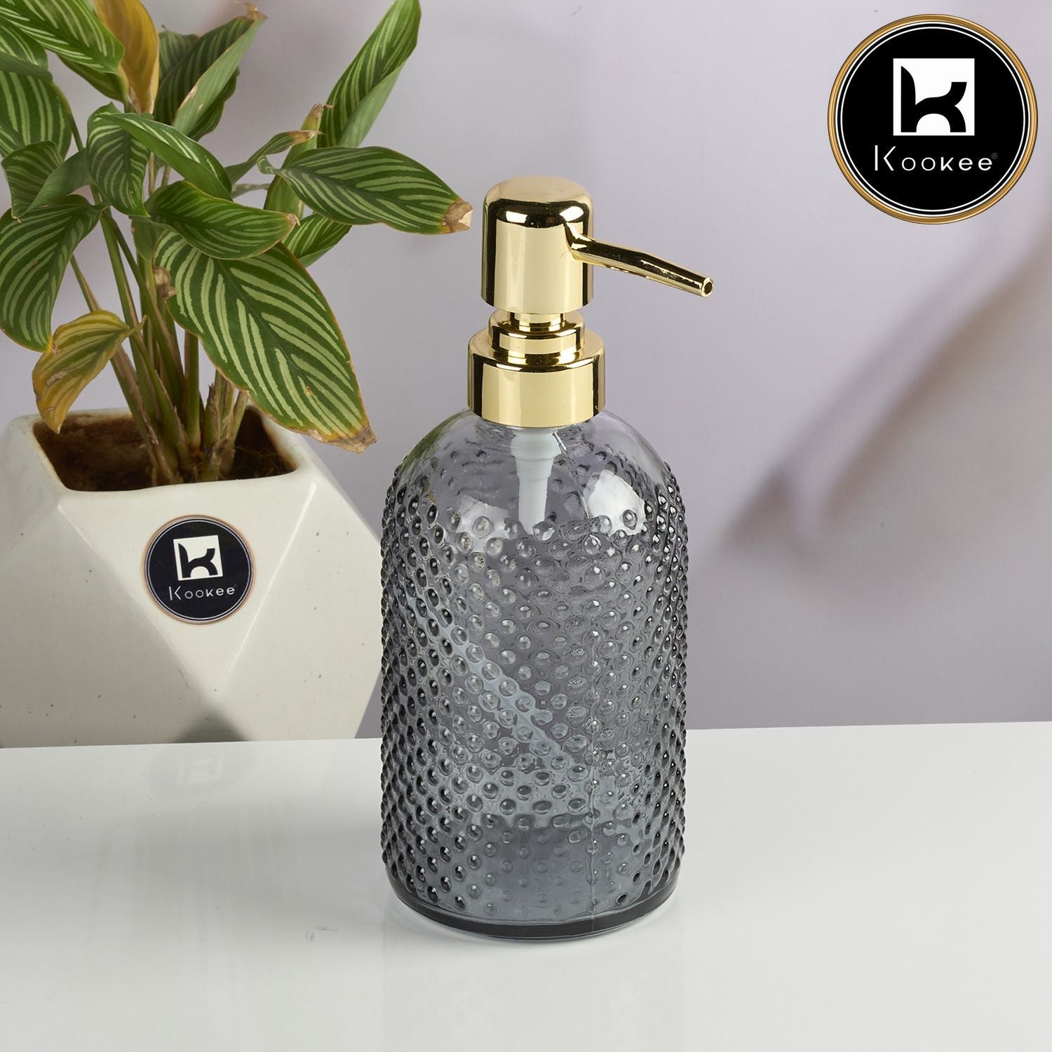 Glass Soap Dispenser for handwash, Grey (Set of 1) (11917)