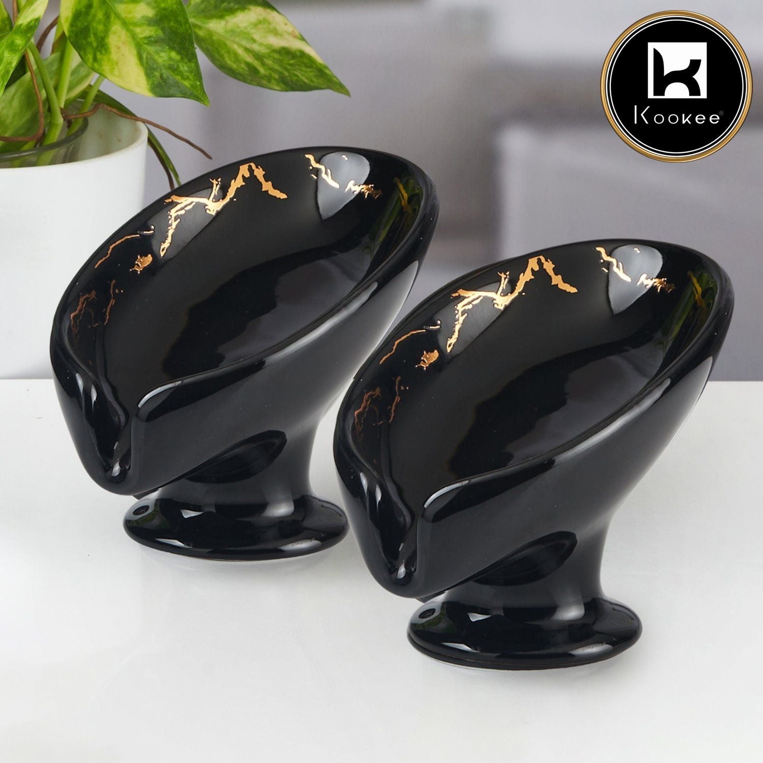 Ceramic Soap Holder Dish, Set of 1 Bathroom Accessories for Home, Black (Set of 2) (11918)